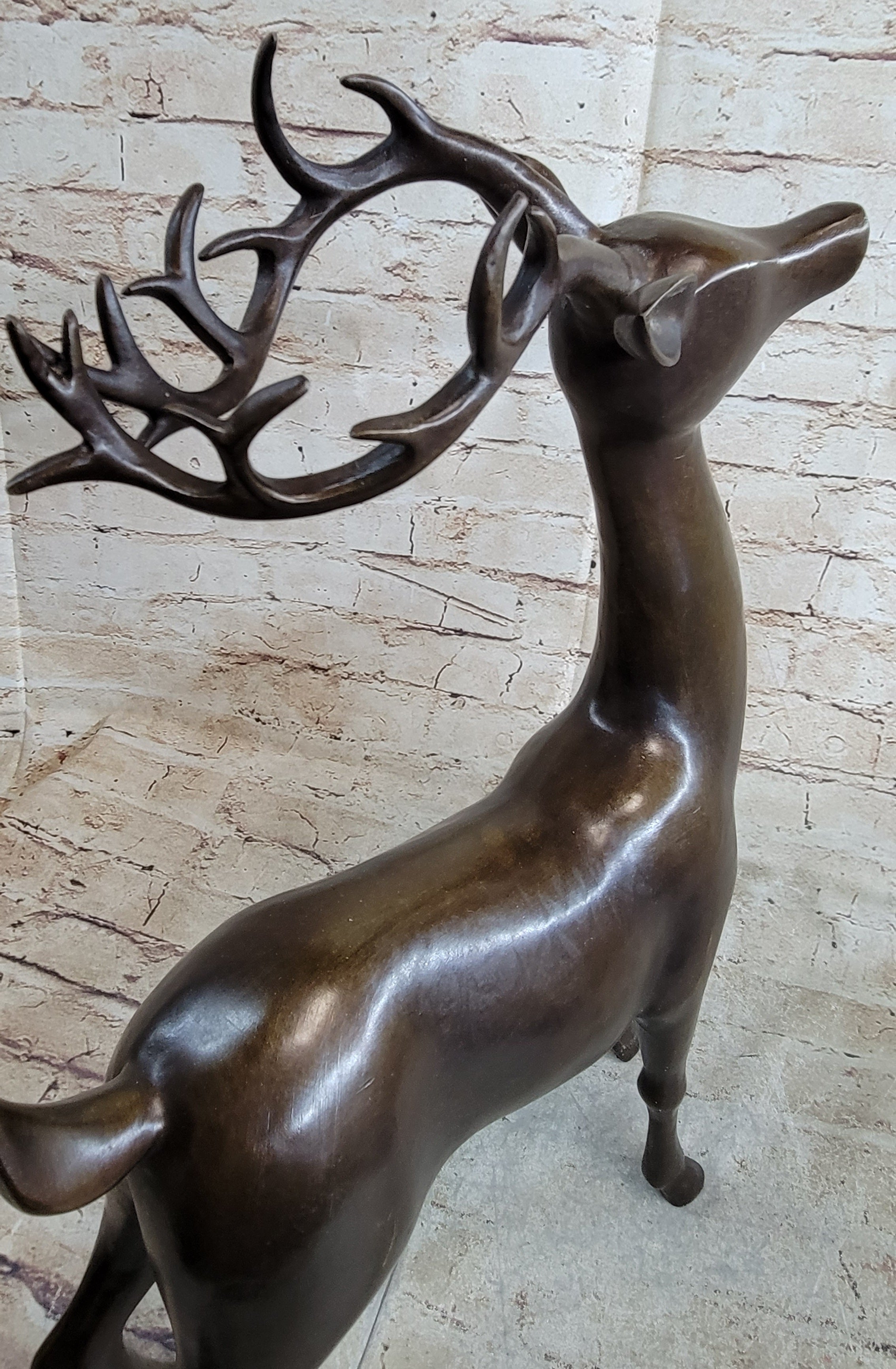Signed Miguel Lopez Stag Buck Deer Bronze Sculpture Hot Cast Figure Figurine
