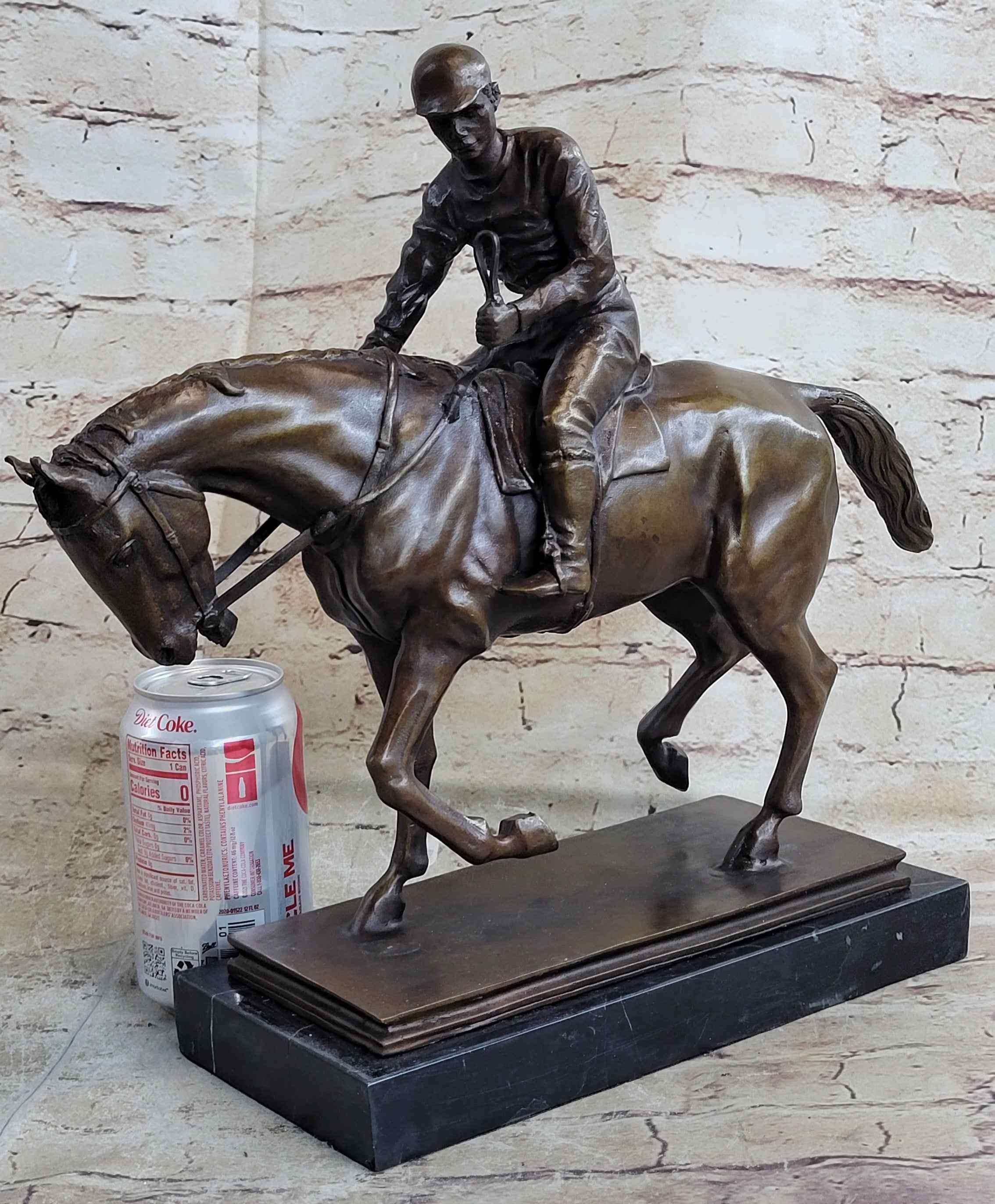 Bronze Racehorse and Jockey Statue – Equestrian Horse Racing Sculpture