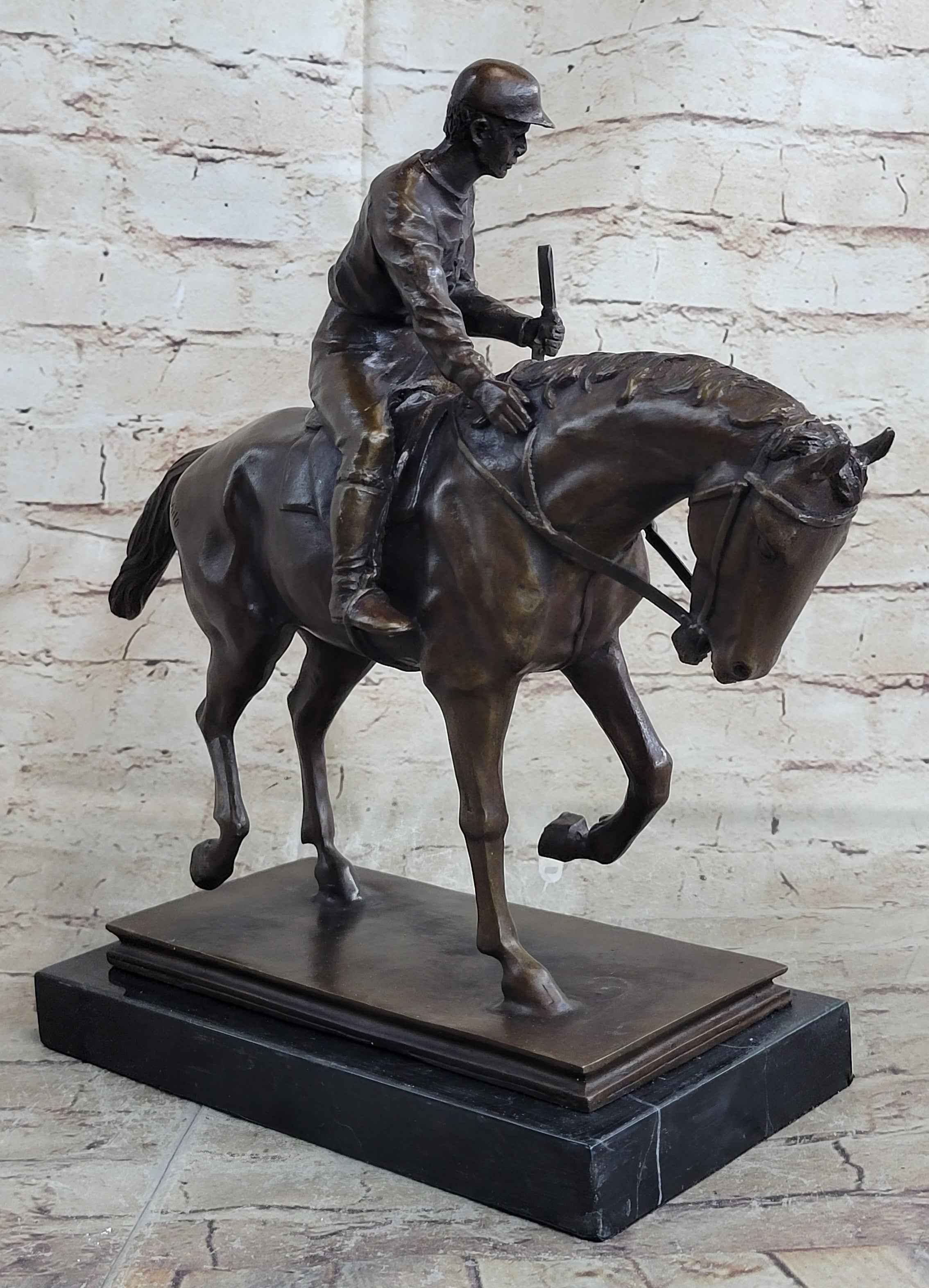 Bronze Racehorse and Jockey Statue – Equestrian Horse Racing Sculpture