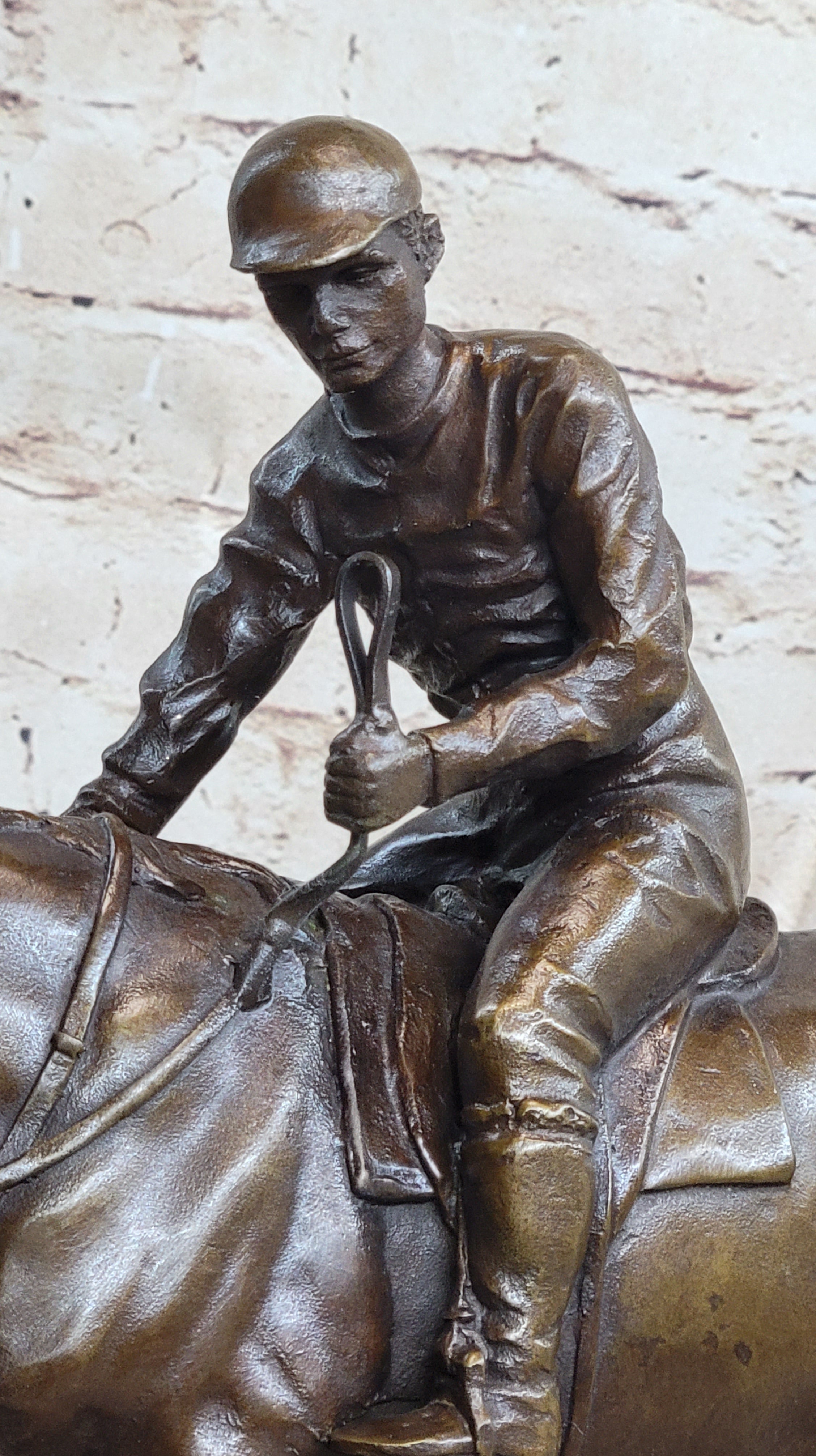 Bronze Racehorse and Jockey Statue – Equestrian Horse Racing Sculpture