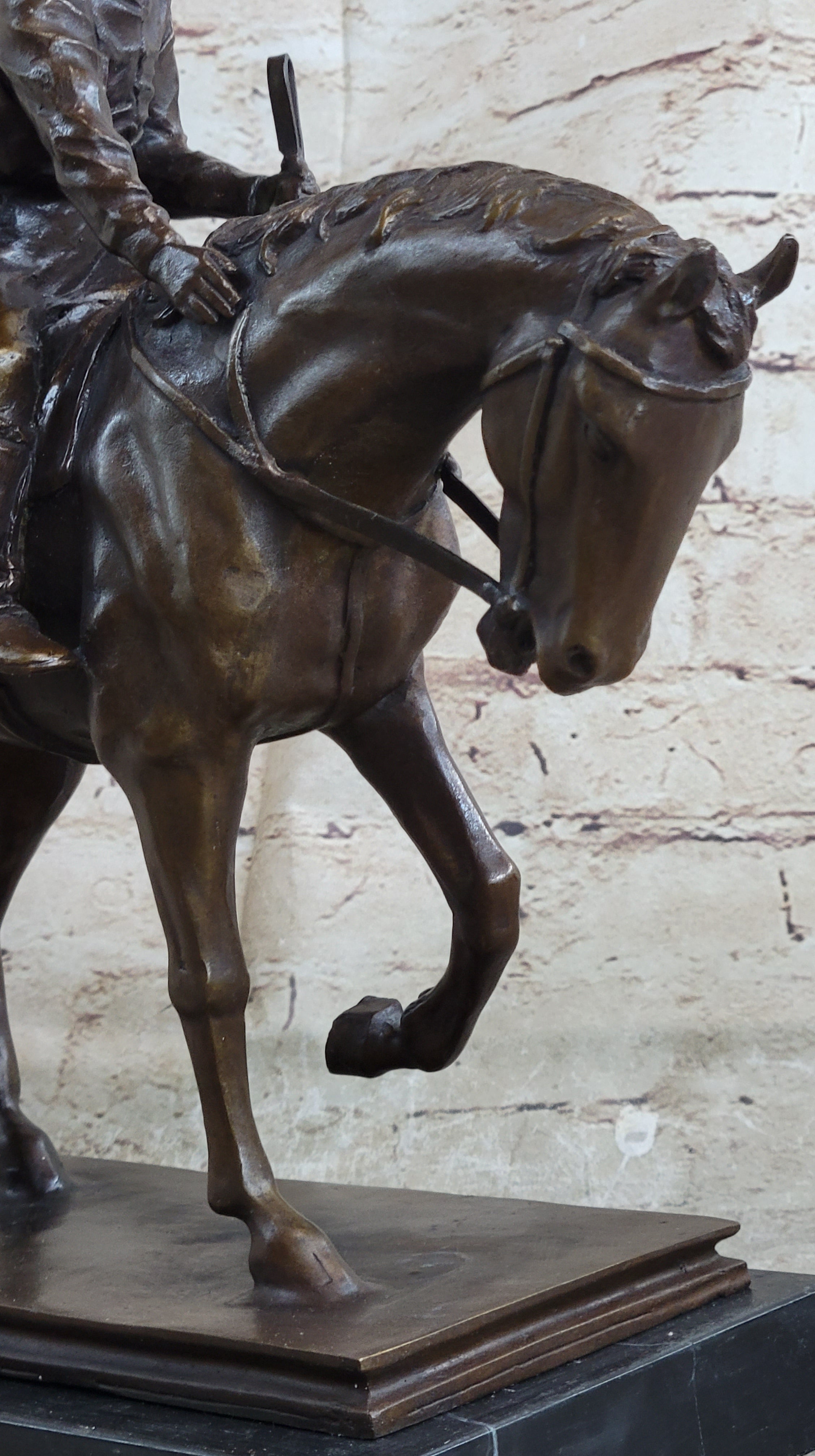 Bronze Racehorse and Jockey Statue – Equestrian Horse Racing Sculpture