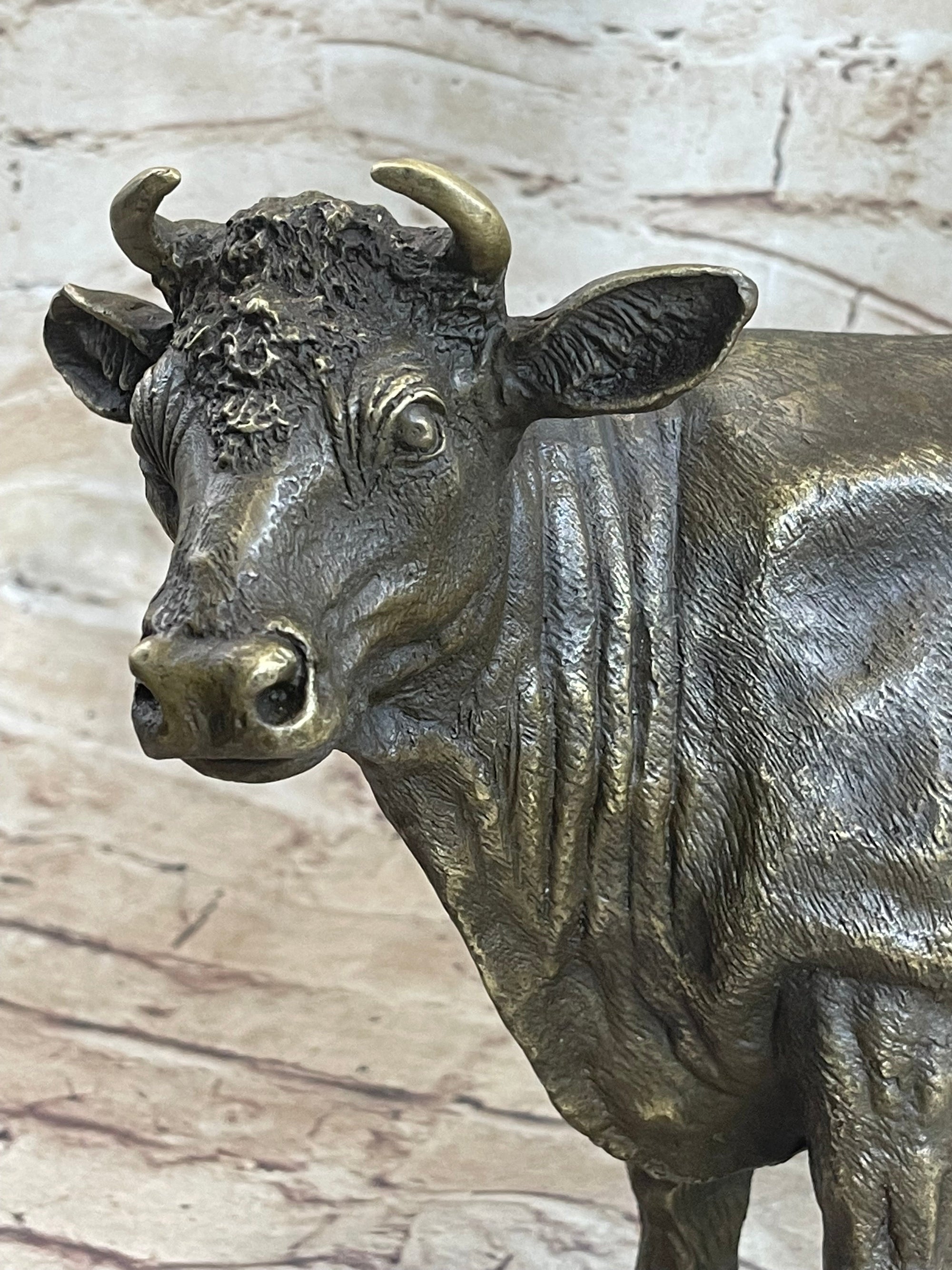 Milk Cow Cattle Bronze Statue Sculpture Figure Figurine Farm Decor 9" x 11"