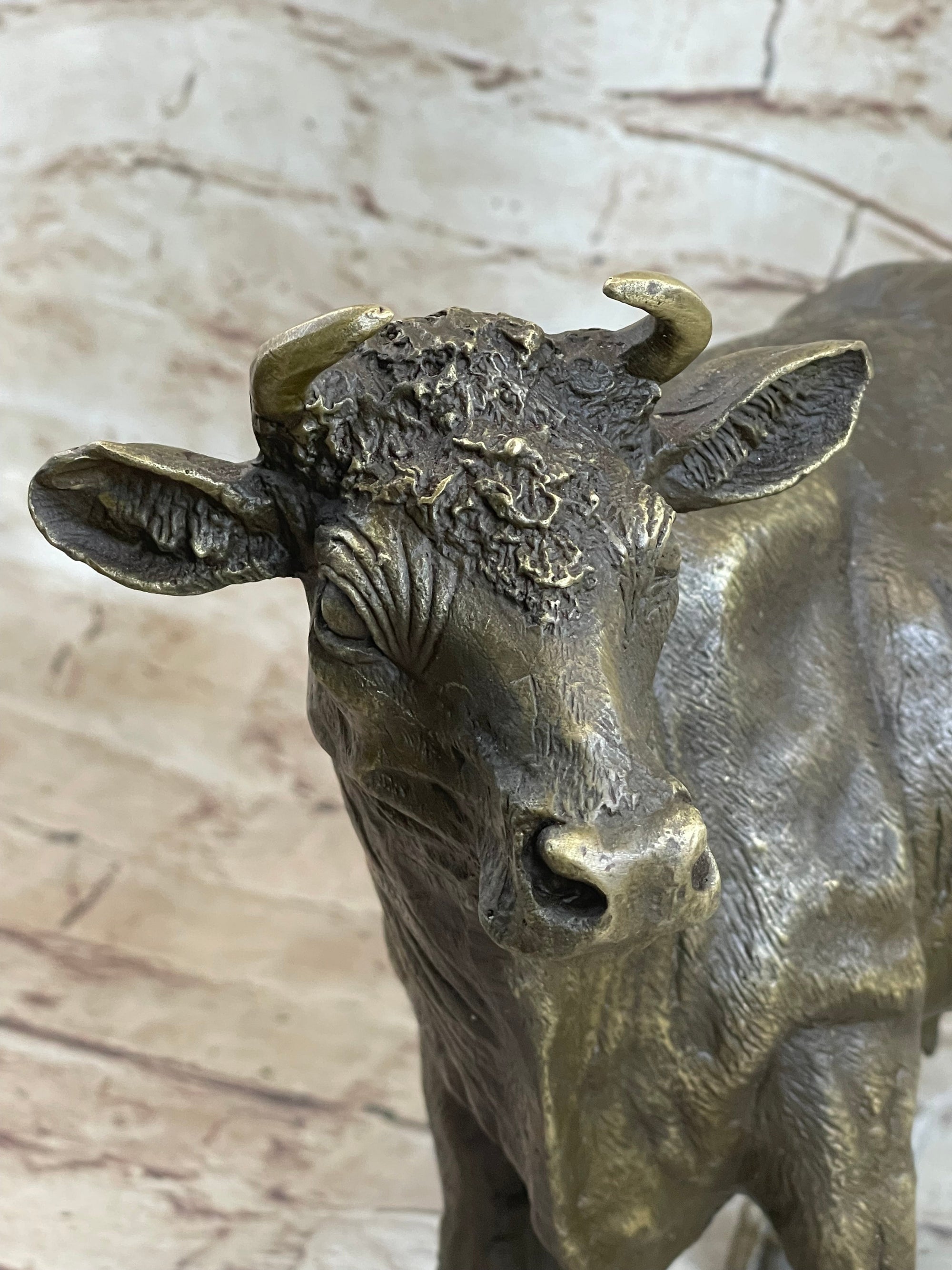 Milk Cow Cattle Bronze Statue Sculpture Figure Figurine Farm Decor 9" x 11"