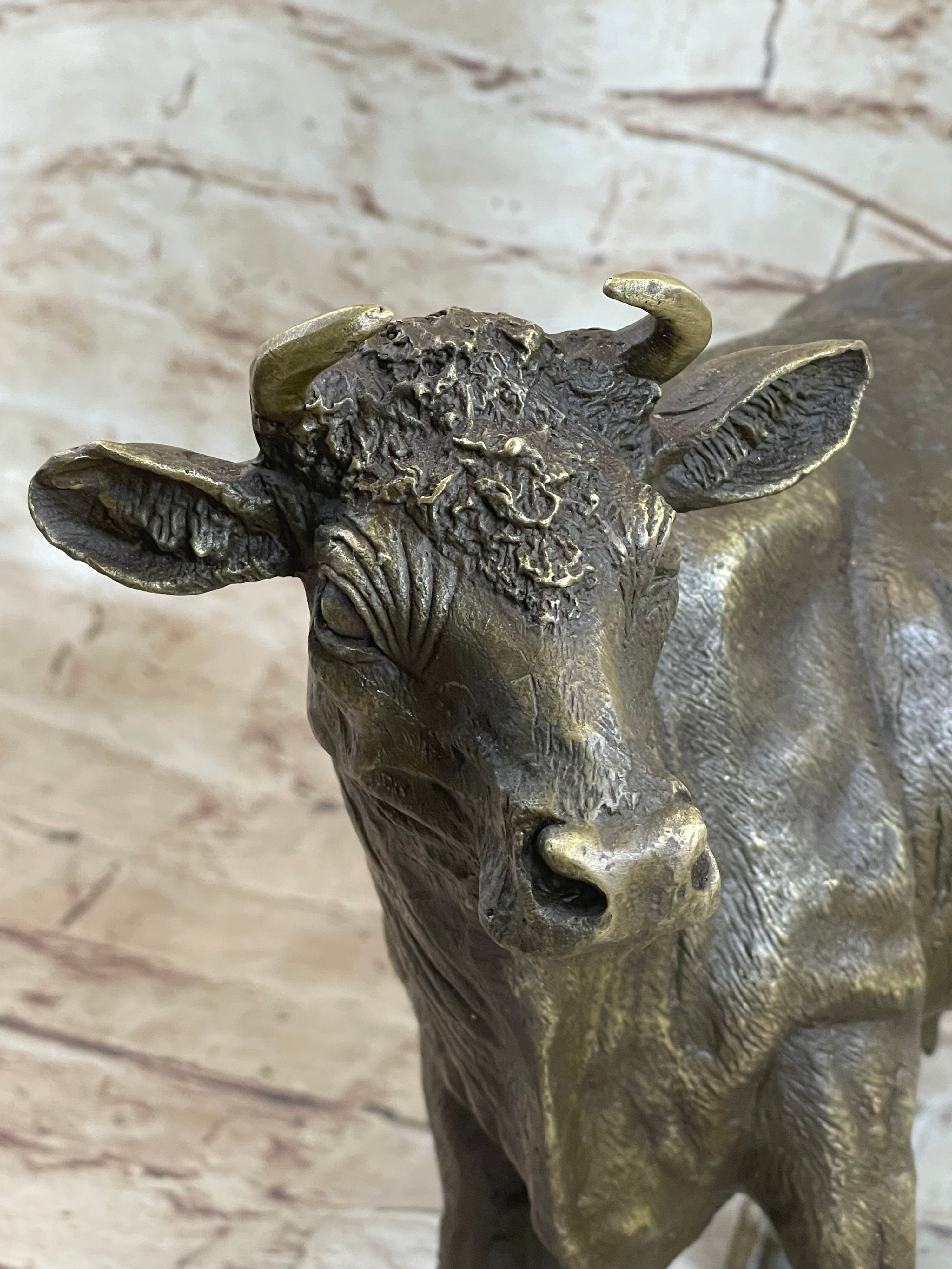 Milk Cow Cattle Bronze Statue Sculpture Figure Figurine Farm Decor 9" x 11"