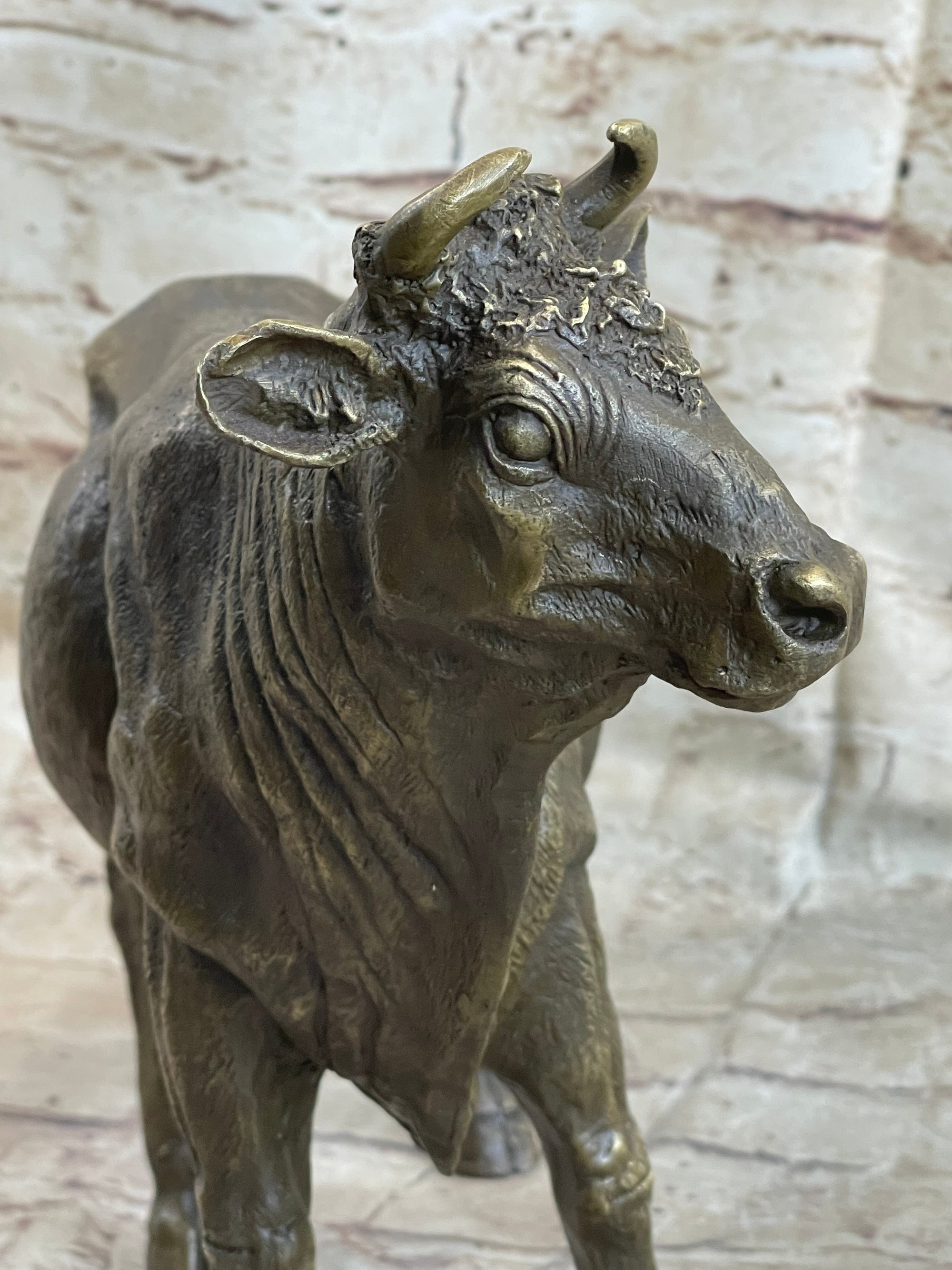 Milk Cow Cattle Bronze Statue Sculpture Figure Figurine Farm Decor 9" x 11"