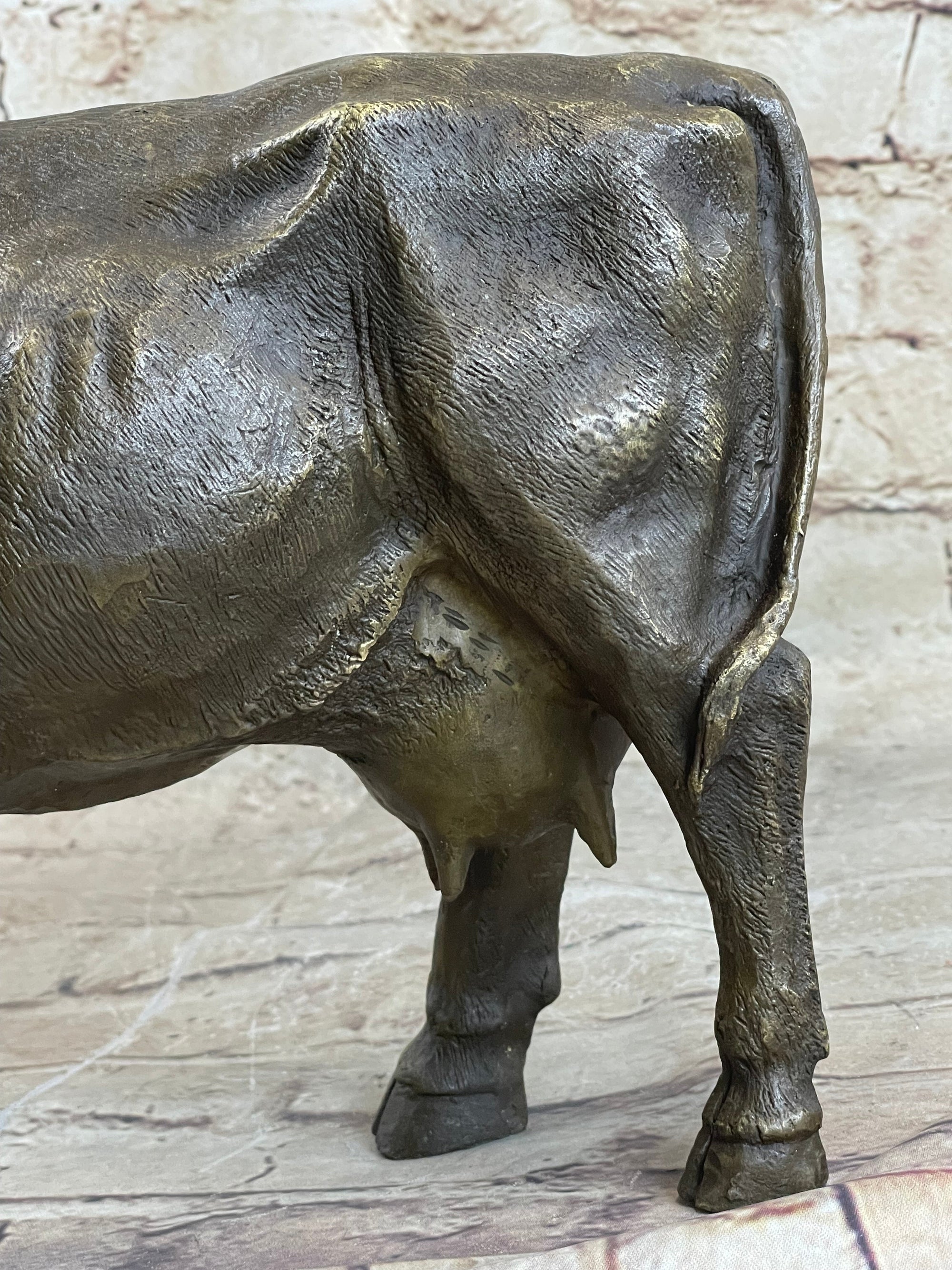 Milk Cow Cattle Bronze Statue Sculpture Figure Figurine Farm Decor 9" x 11"