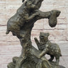 Bear Family Looking for Honey Bronze Statue Sculpture Art Decor Marble Base