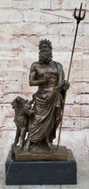 Hades Pluto & Cerberus 3 Headed Dog Bronze Metal Statue Sculpture Greek Mythology