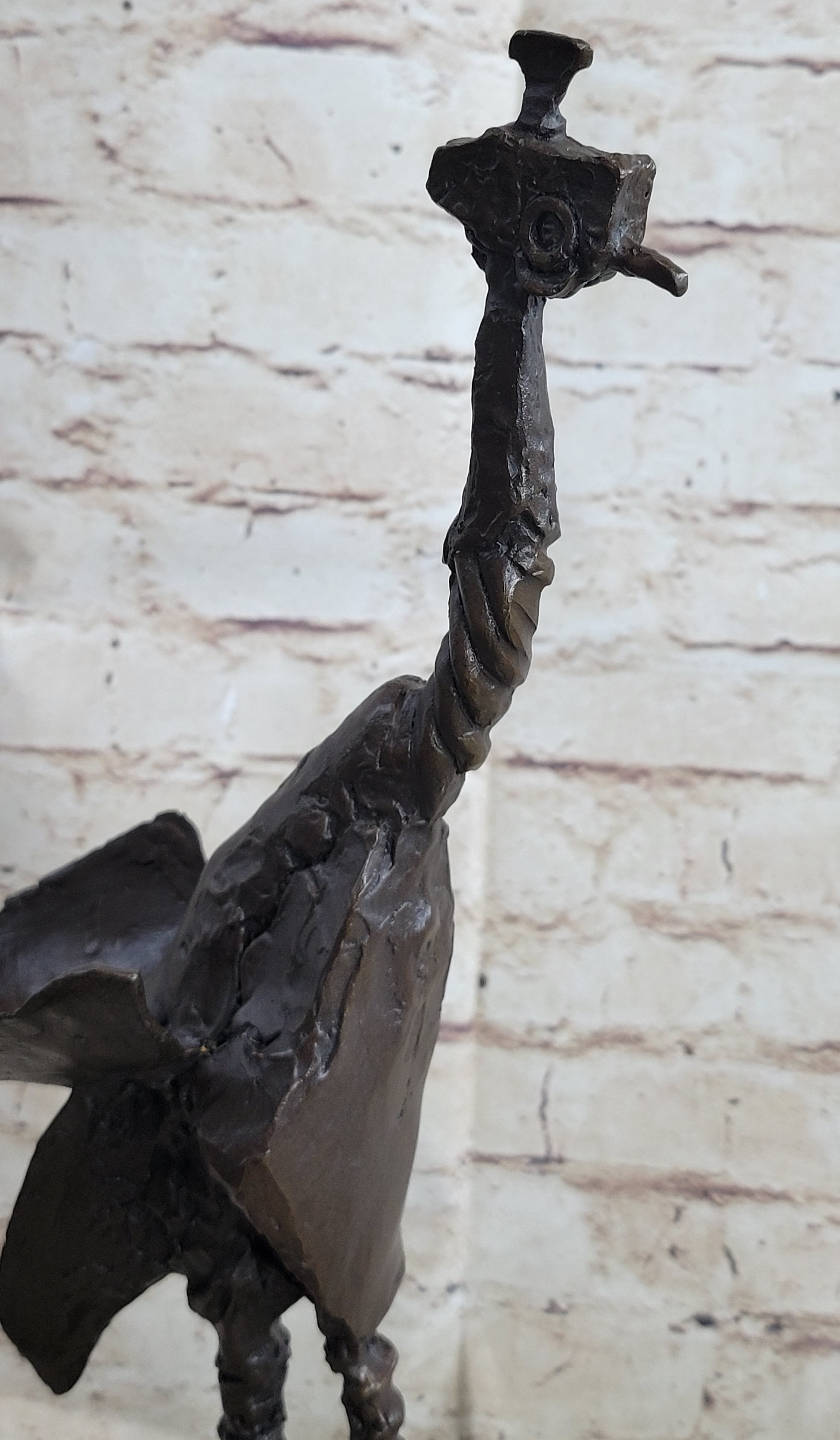 Pablo Picasso Steampunk Abstract Ostrich Bird Bronze Statue Sculpture Figure on Marble Base
