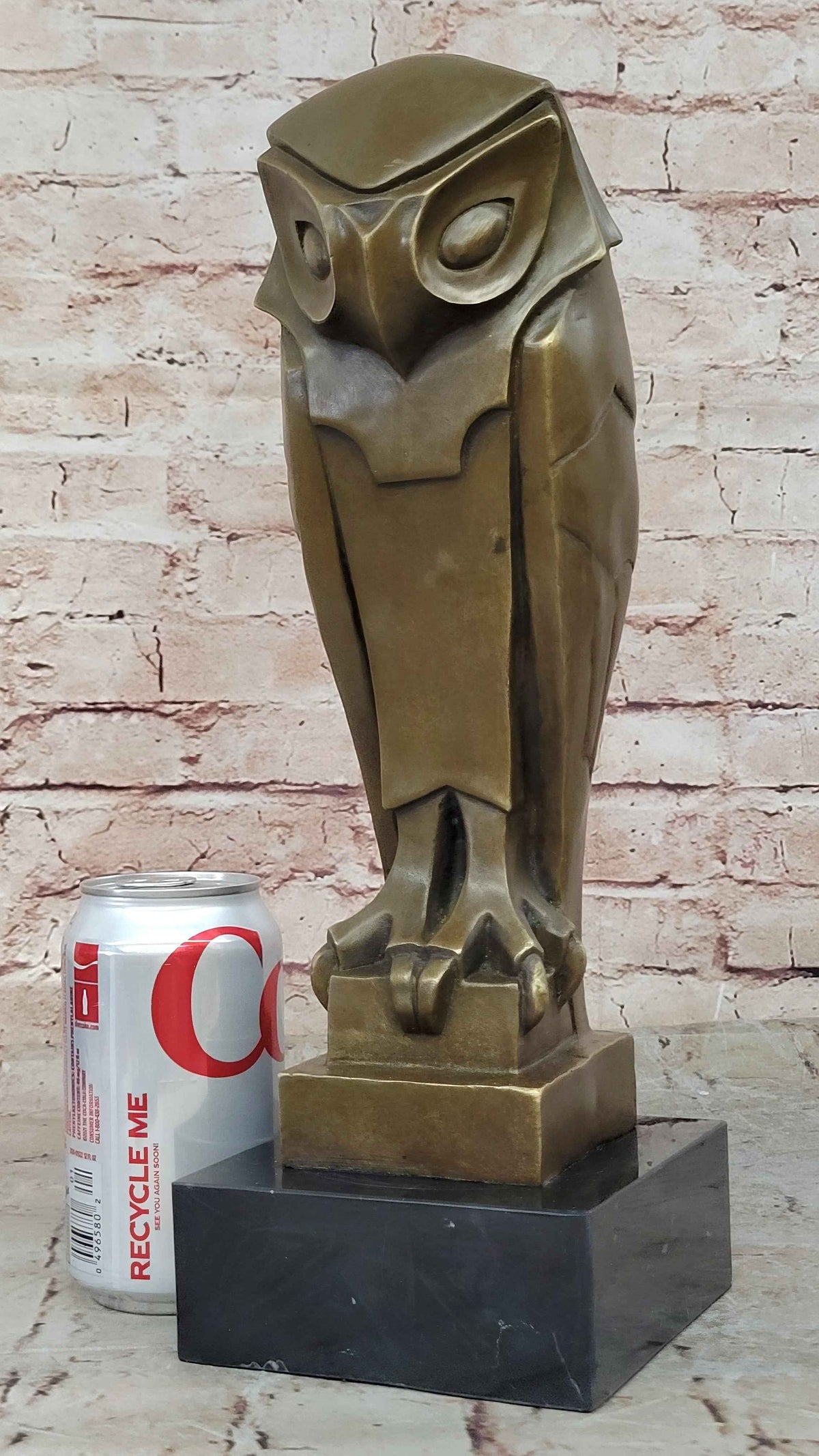 Art Deco Bronze Owl Sculpture – Modern Stylized Bird Statue