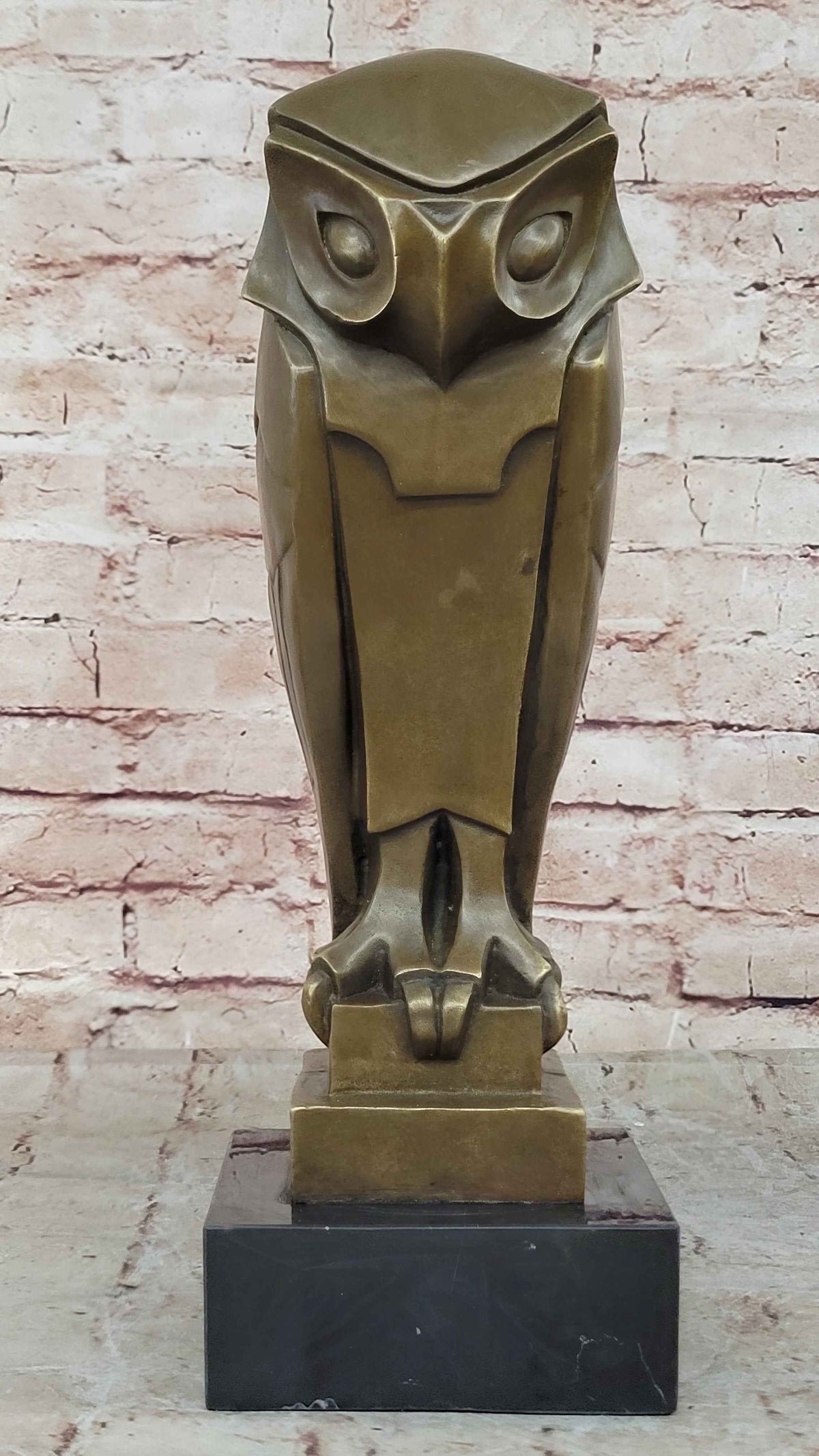 Art Deco Bronze Owl Sculpture – Modern Stylized Bird Statue