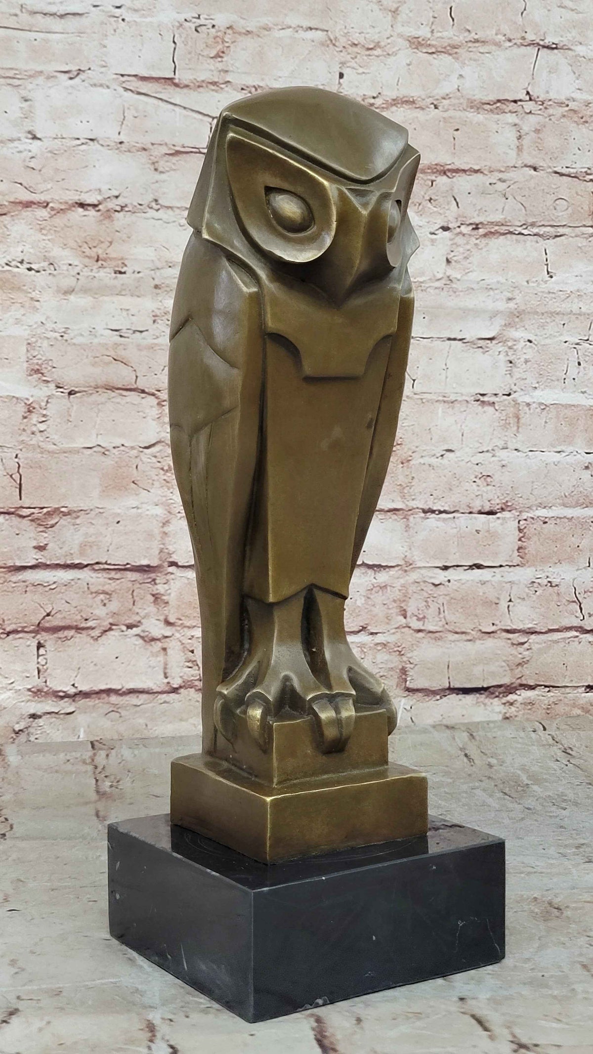 Art Deco Bronze Owl Sculpture – Modern Stylized Bird Statue