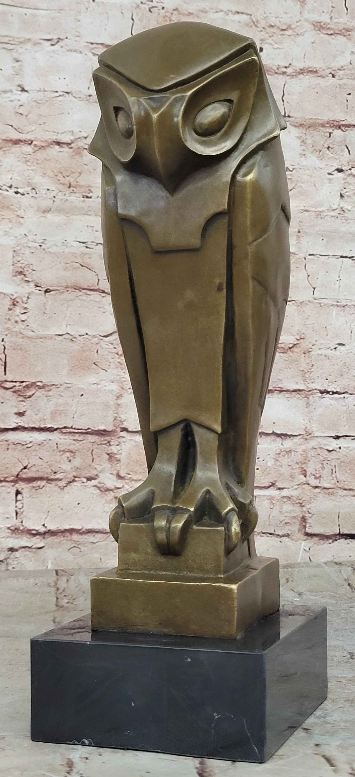 Art Deco Bronze Owl Sculpture – Modern Stylized Bird Statue