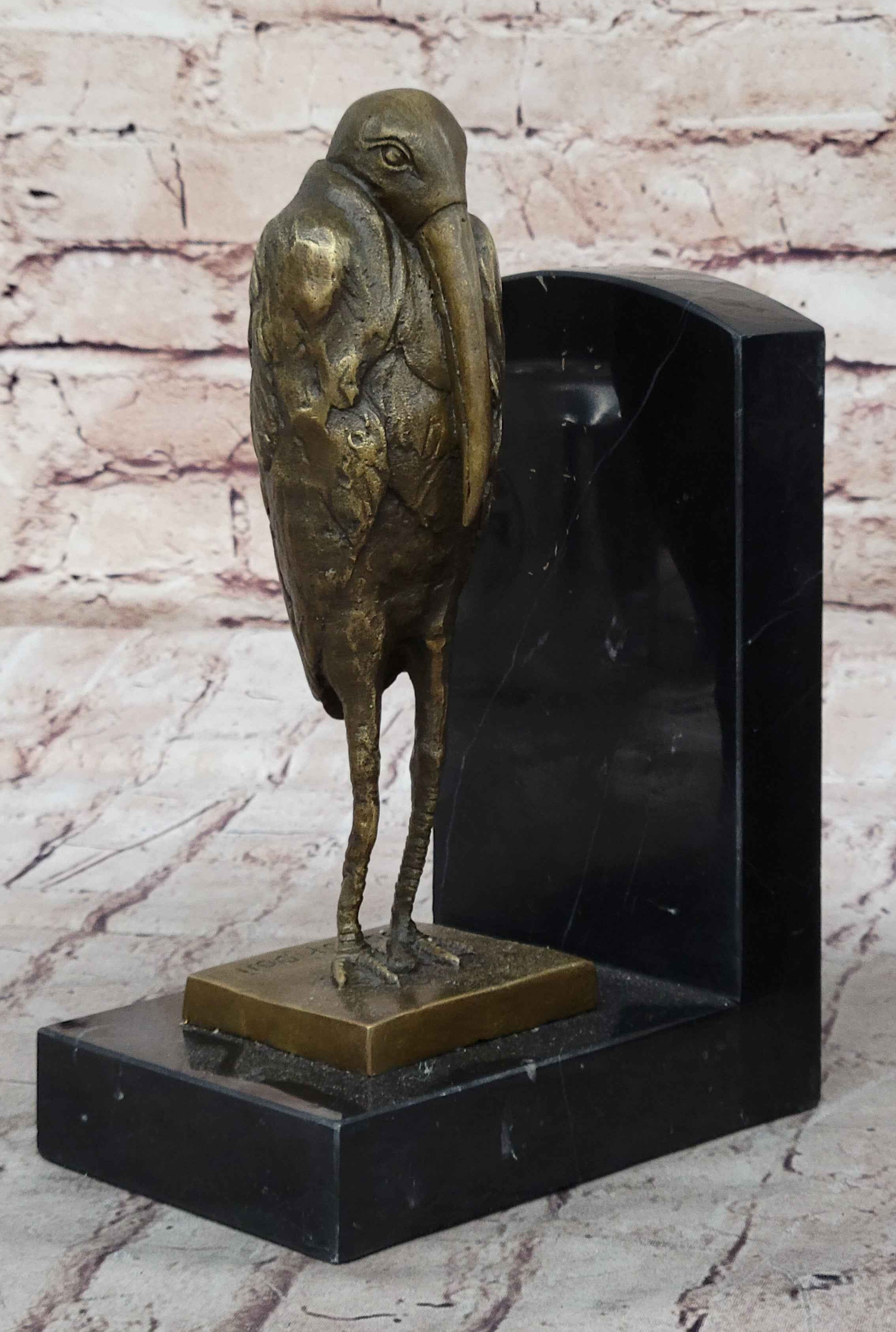 Salvador Dali Pair Pelican Bookends Book Ends Bronze Bird Lover Sculpture Statue