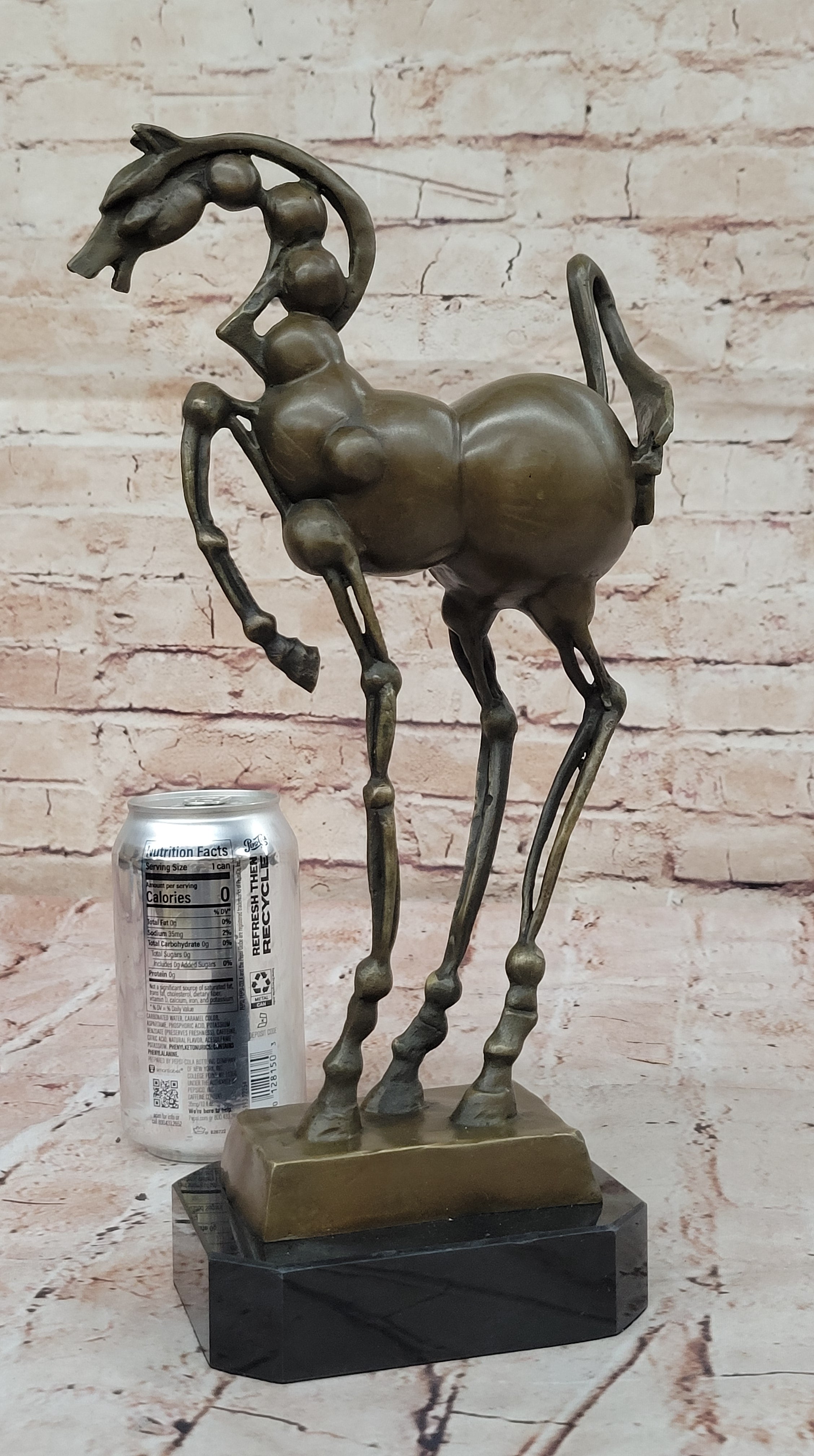 Surreal Abstract Horse Sculpture; Modern Equestrian Art on Marble Base after Salvador Dali