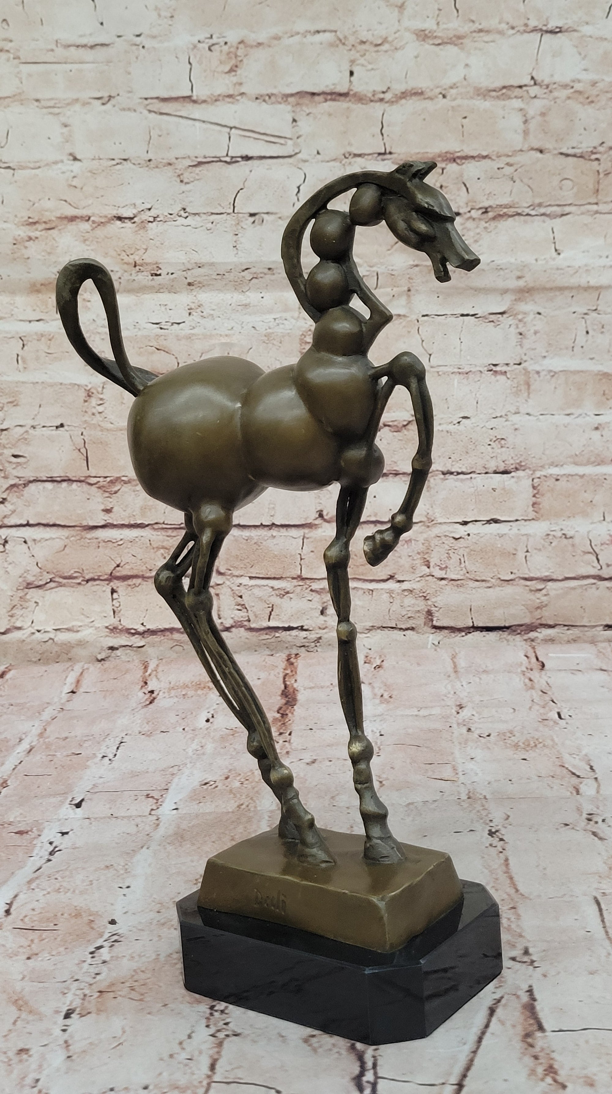 Surreal Abstract Horse Sculpture; Modern Equestrian Art on Marble Base after Salvador Dali