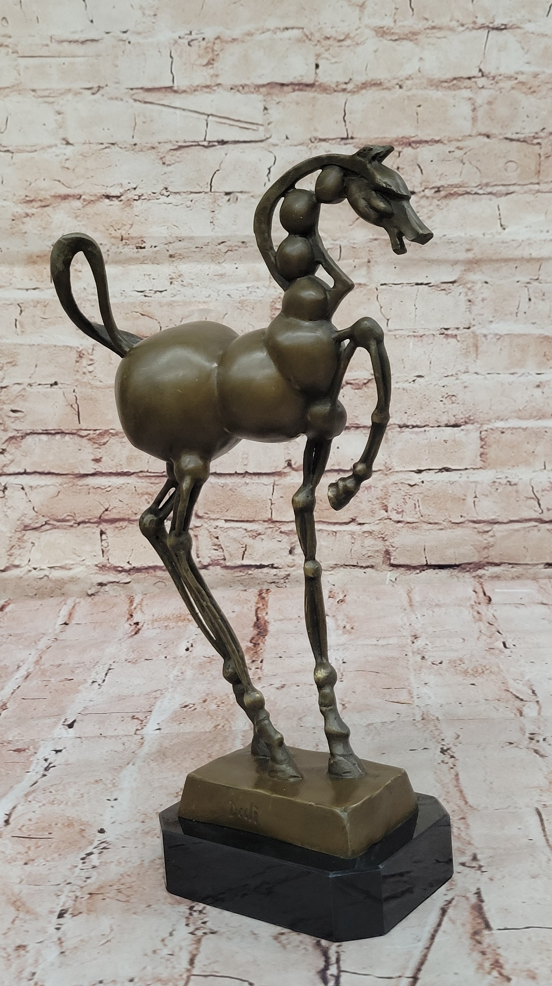 Surreal Abstract Horse Sculpture; Modern Equestrian Art on Marble Base after Salvador Dali