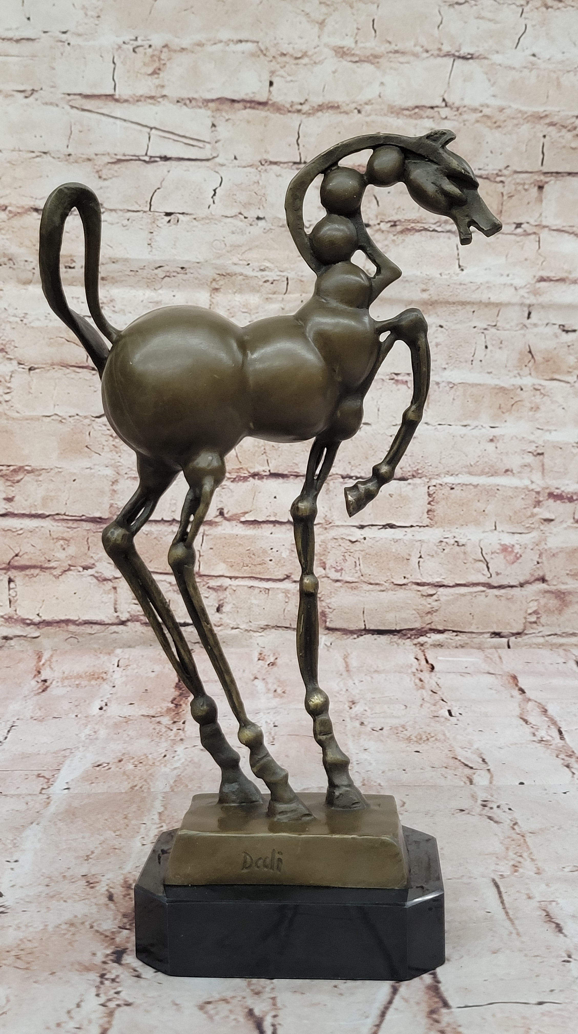 Surreal Abstract Horse Sculpture; Modern Equestrian Art on Marble Base after Salvador Dali