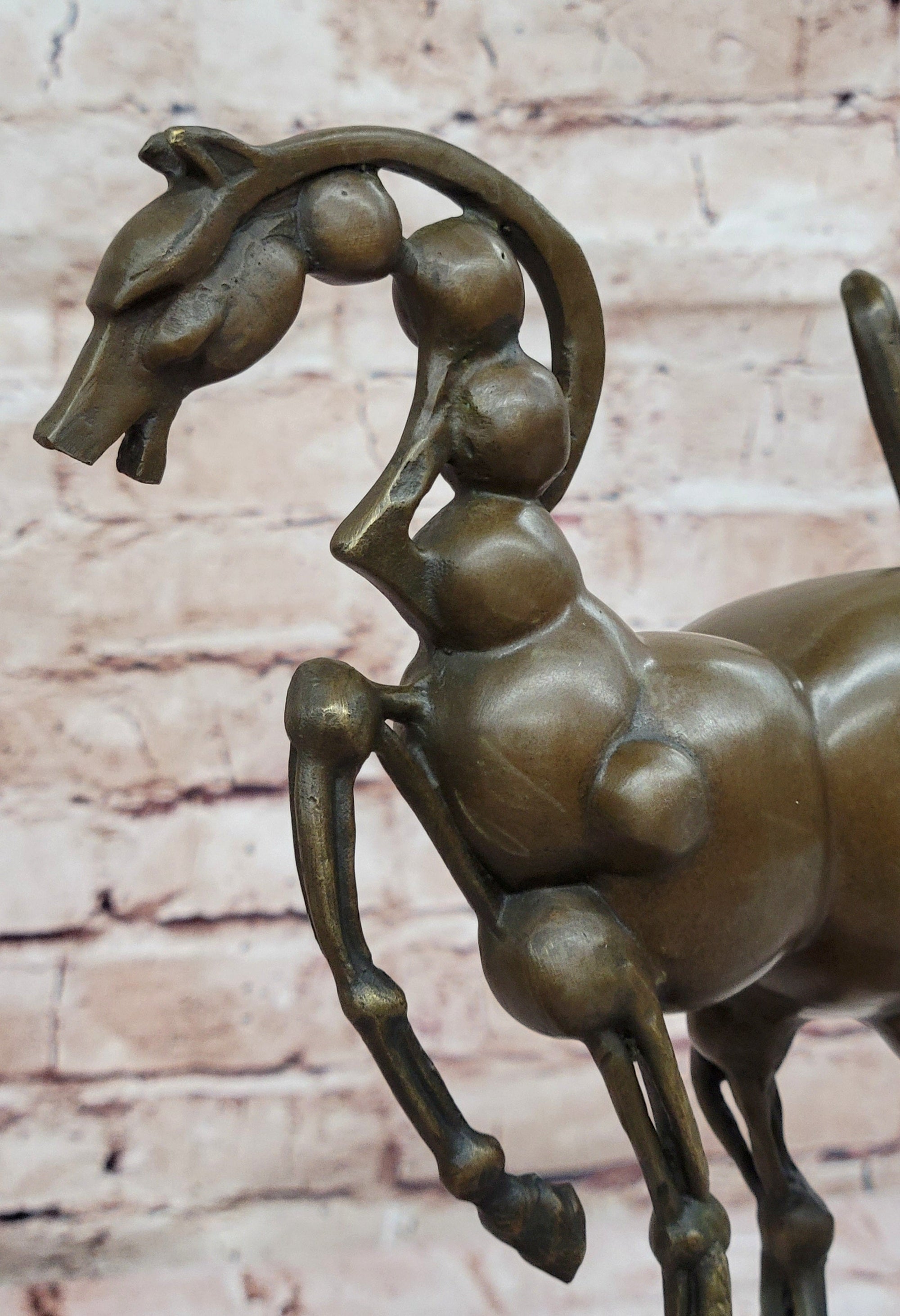 Surreal Abstract Horse Sculpture; Modern Equestrian Art on Marble Base after Salvador Dali
