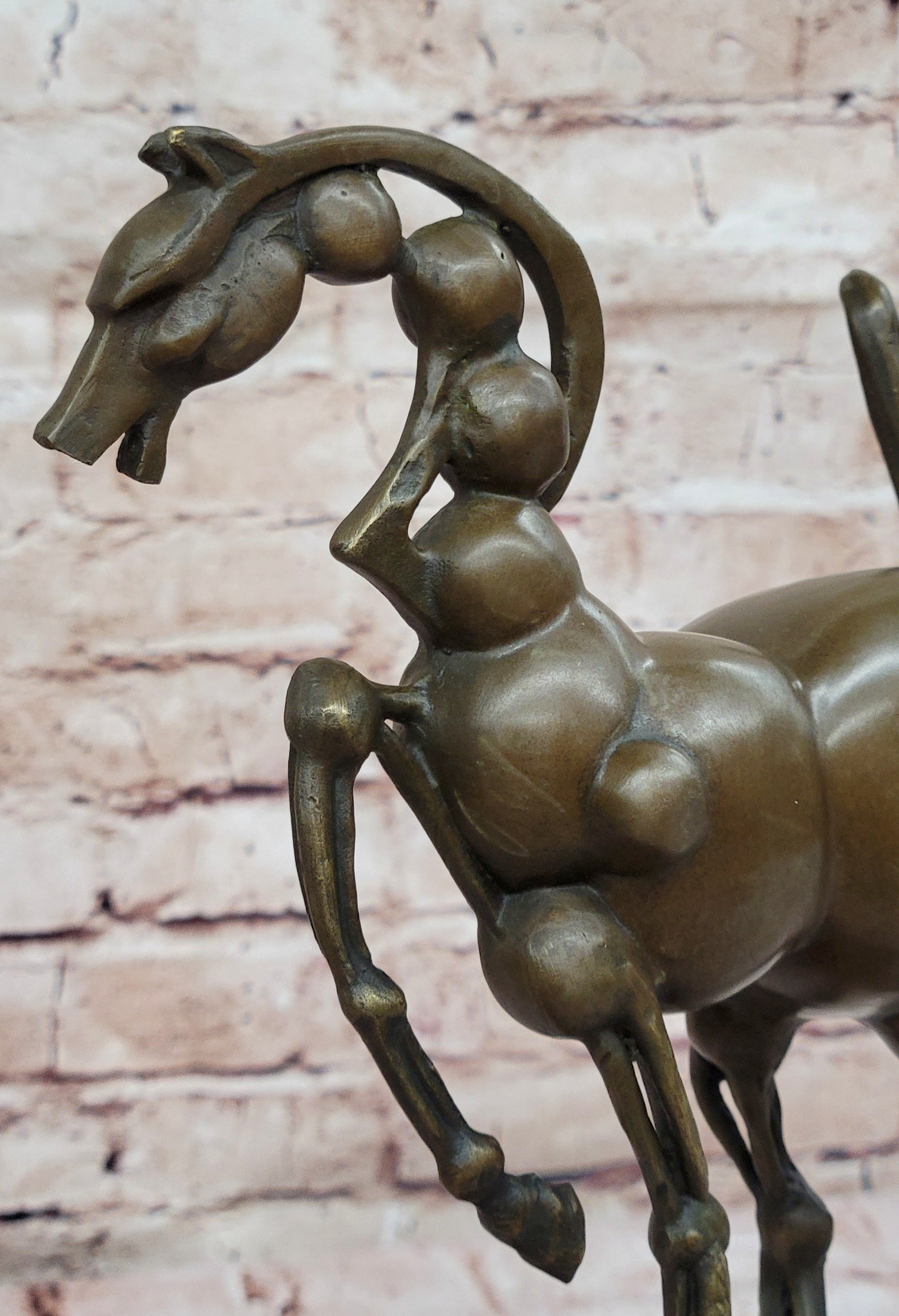 Surreal Abstract Horse Sculpture; Modern Equestrian Art on Marble Base after Salvador Dali