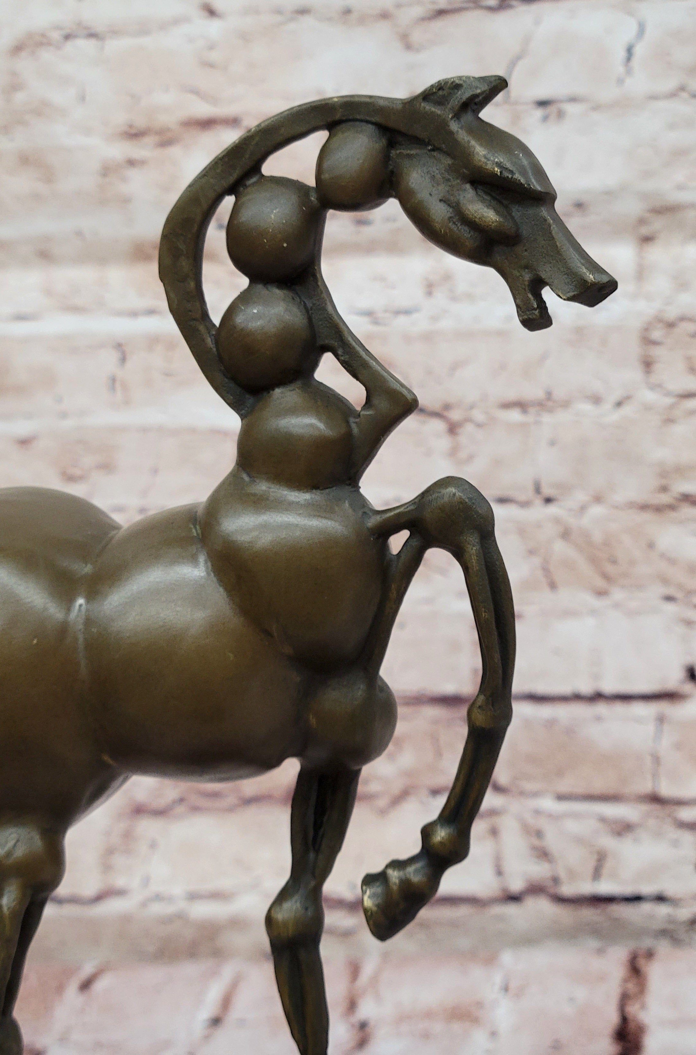 Surreal Abstract Horse Sculpture; Modern Equestrian Art on Marble Base after Salvador Dali
