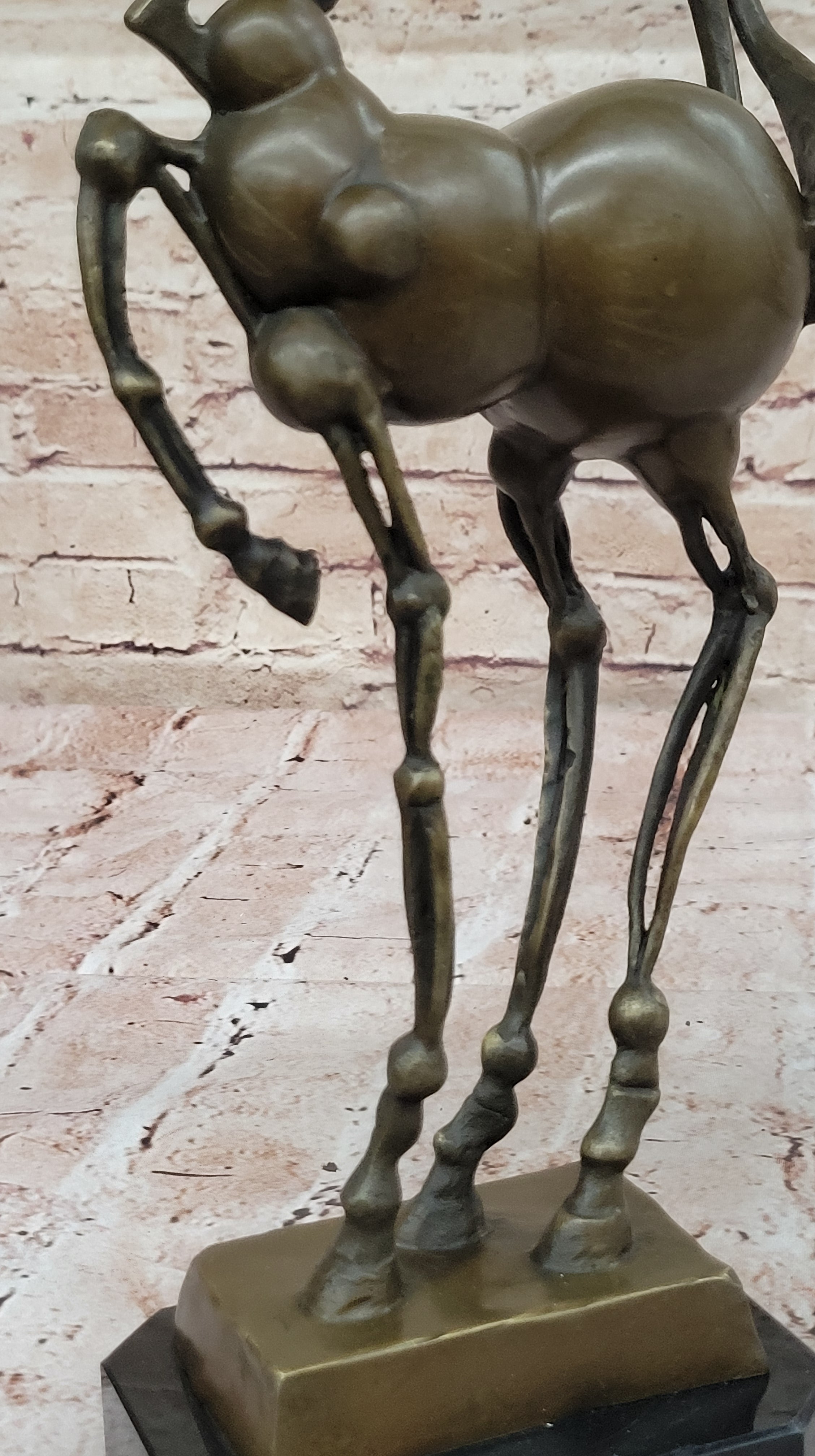 Surreal Abstract Horse Sculpture; Modern Equestrian Art on Marble Base after Salvador Dali