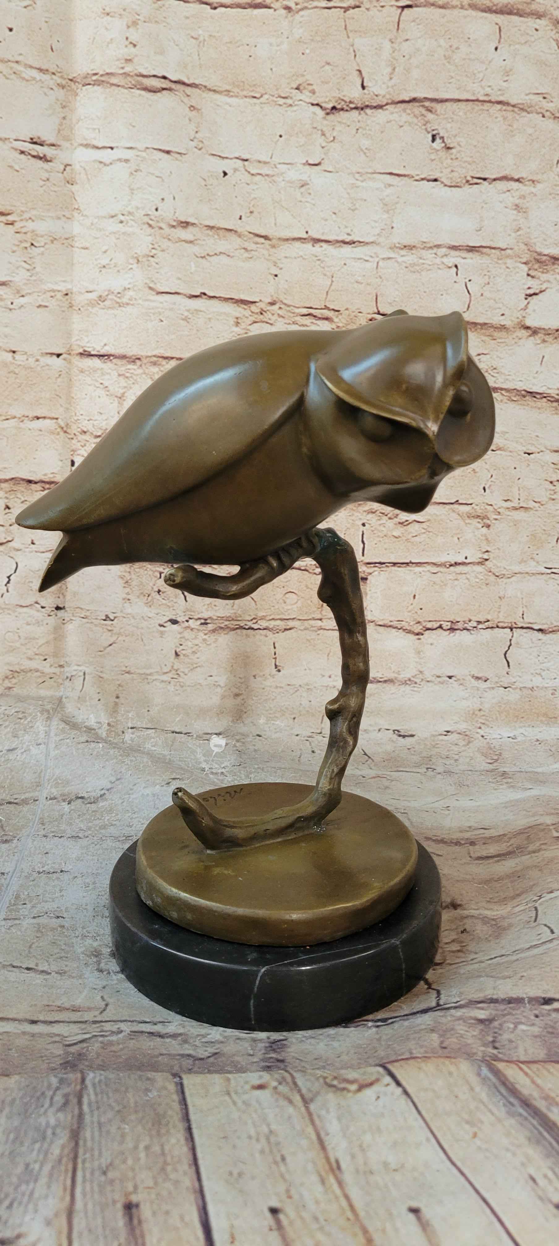 Modern Art Abstract Owl Bird Sculpture Statue Figure on Marble Base 10" x 10"