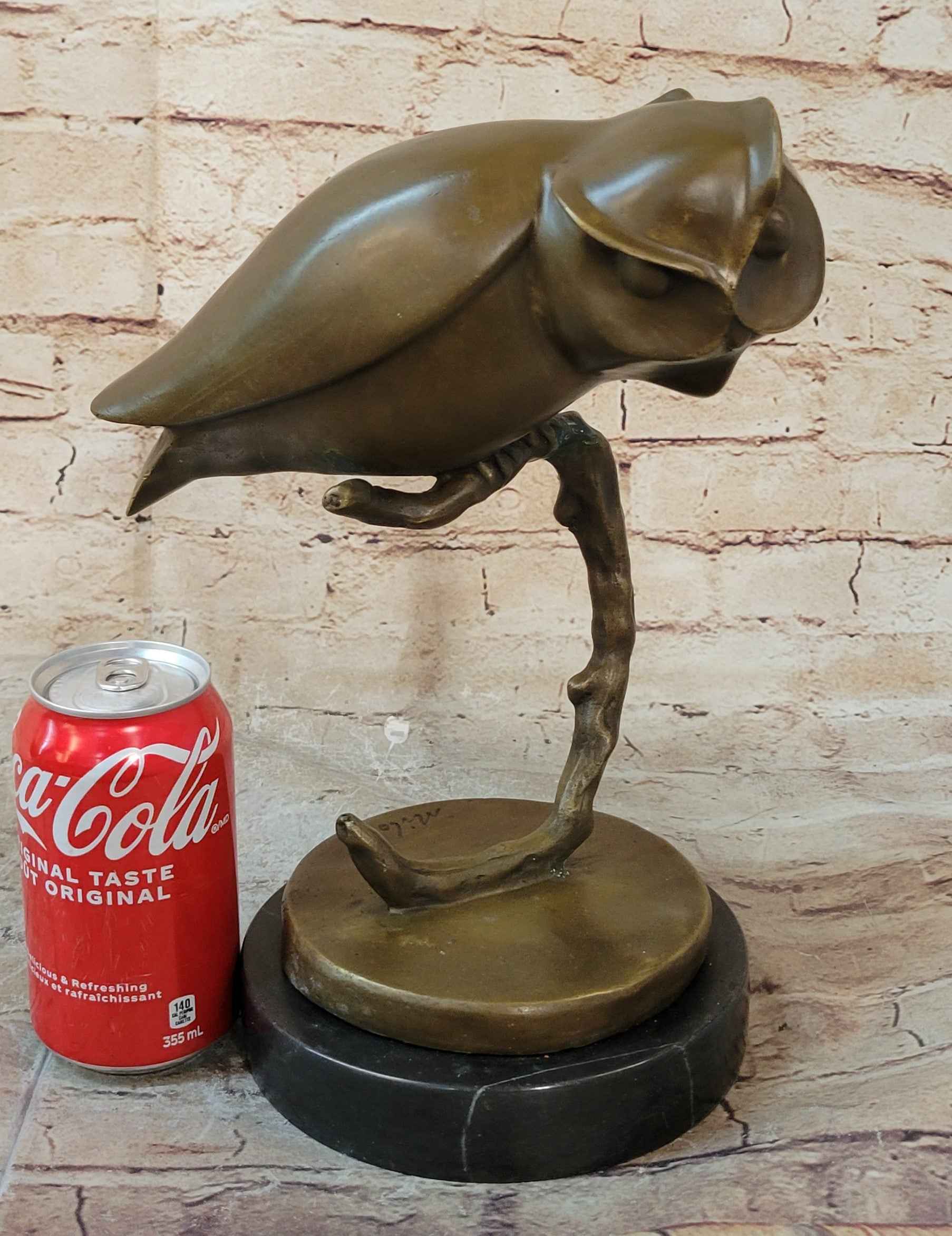 Modern Art Abstract Owl Bird Sculpture Statue Figure on Marble Base 10" x 10"