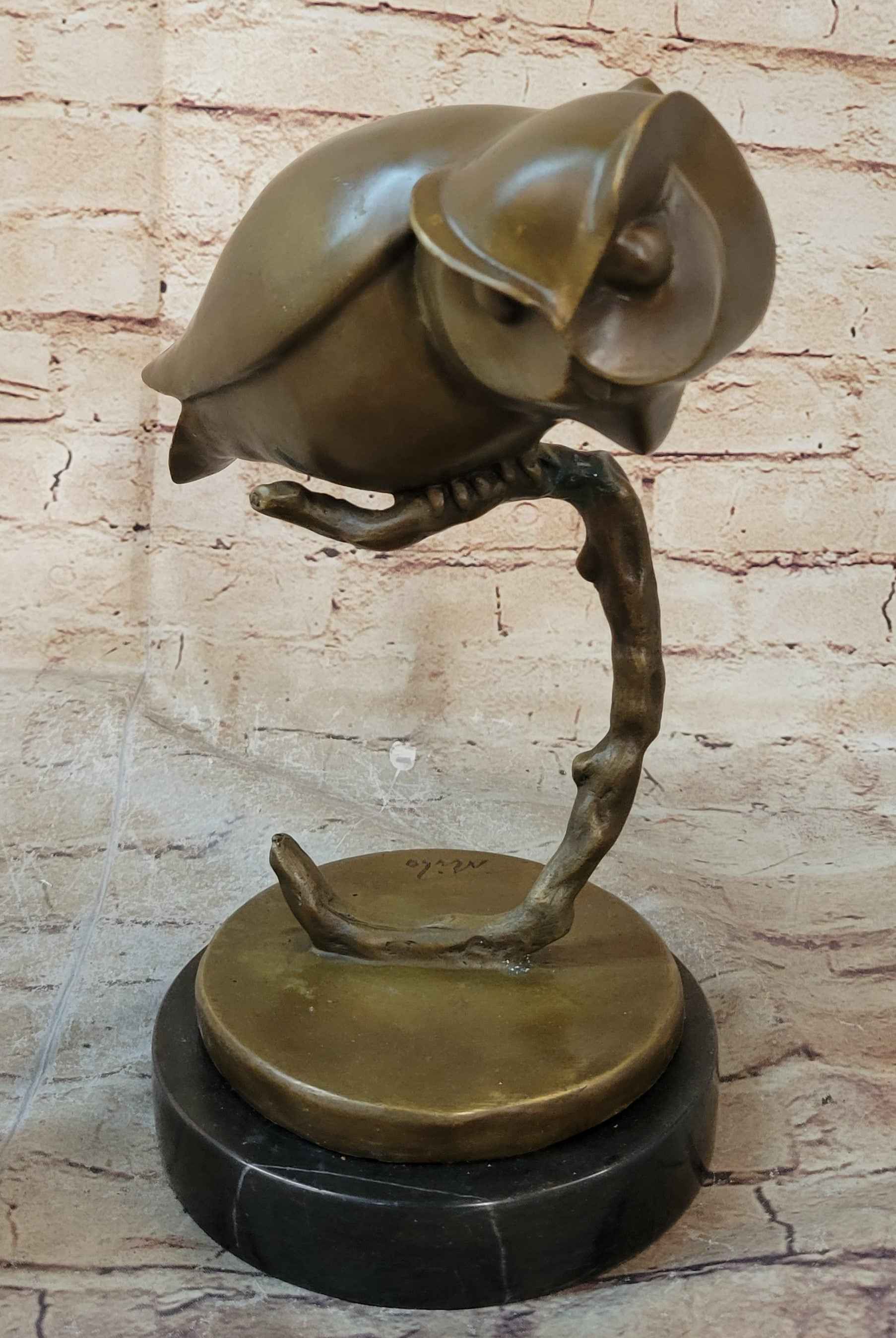 Modern Art Abstract Owl Bird Sculpture Statue Figure on Marble Base 10" x 10"