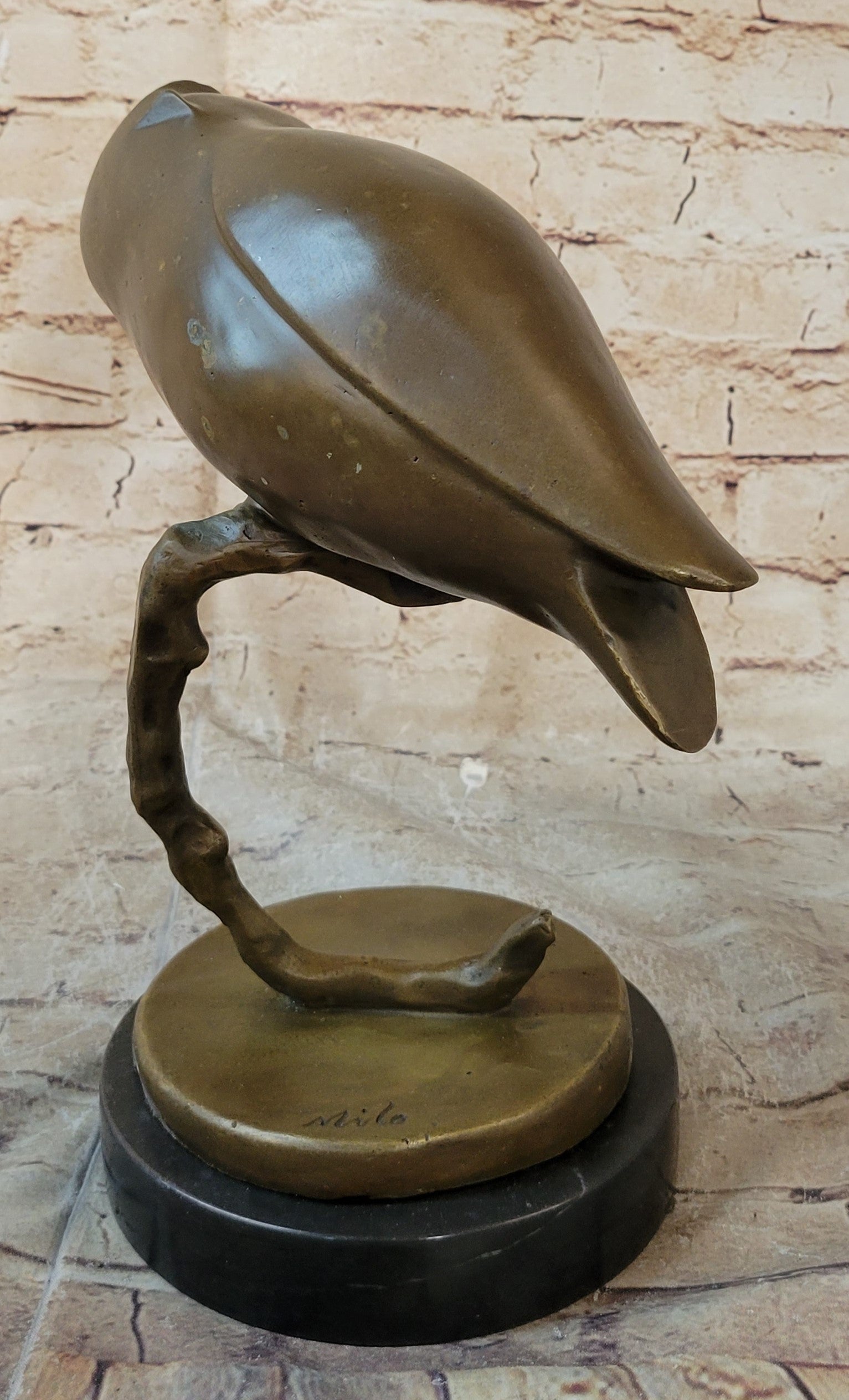 Modern Art Abstract Owl Bird Sculpture Statue Figure on Marble Base 10" x 10"