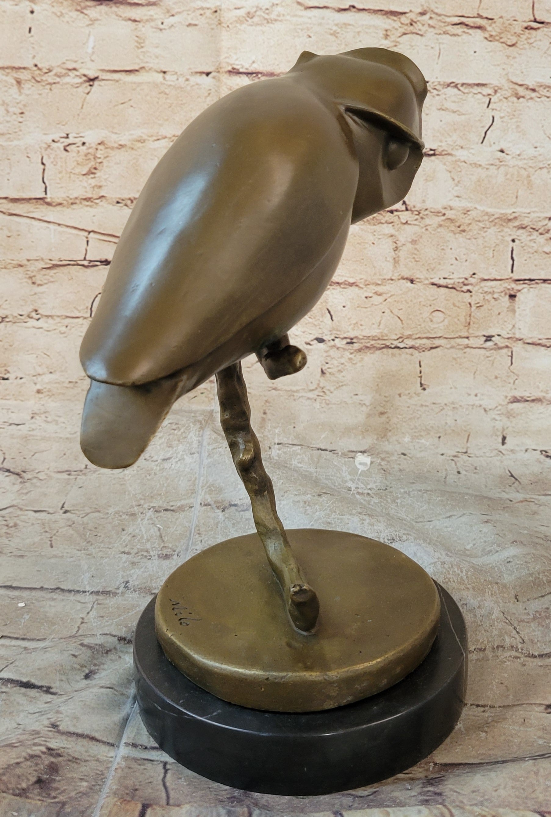 Modern Art Abstract Owl Bird Sculpture Statue Figure on Marble Base 10" x 10"