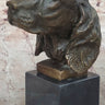 Bronze Sculpture Bust Cocker Spaniel Dog Pet Animal Marble Base Figure Figurine