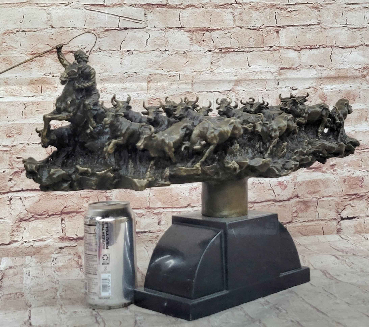Cattle Drive Western Americana Bronze Cowboy Rancher Sculpture C.M. Russell Art
