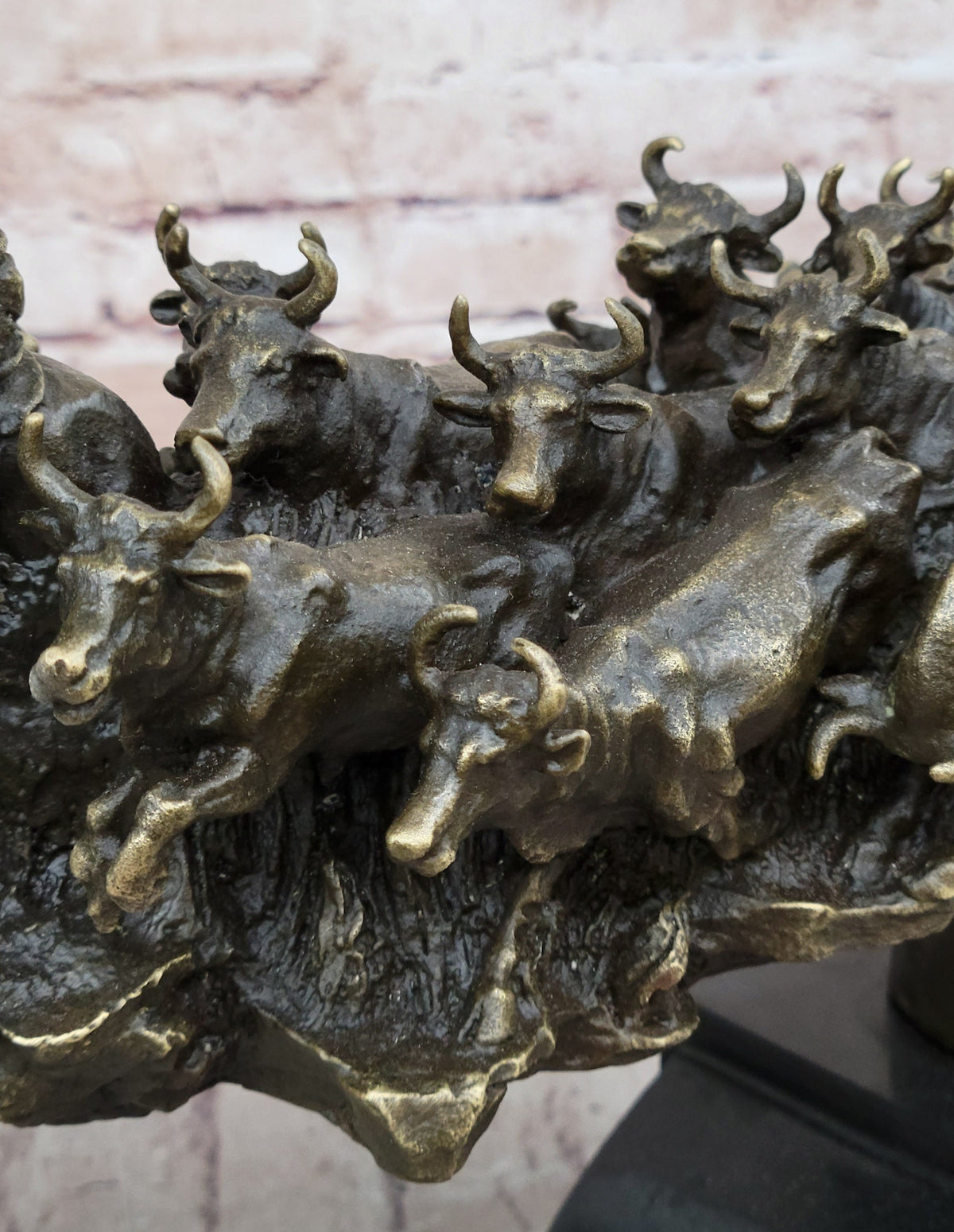 Cattle Drive Western Americana Bronze Cowboy Rancher Sculpture C.M. Russell Art