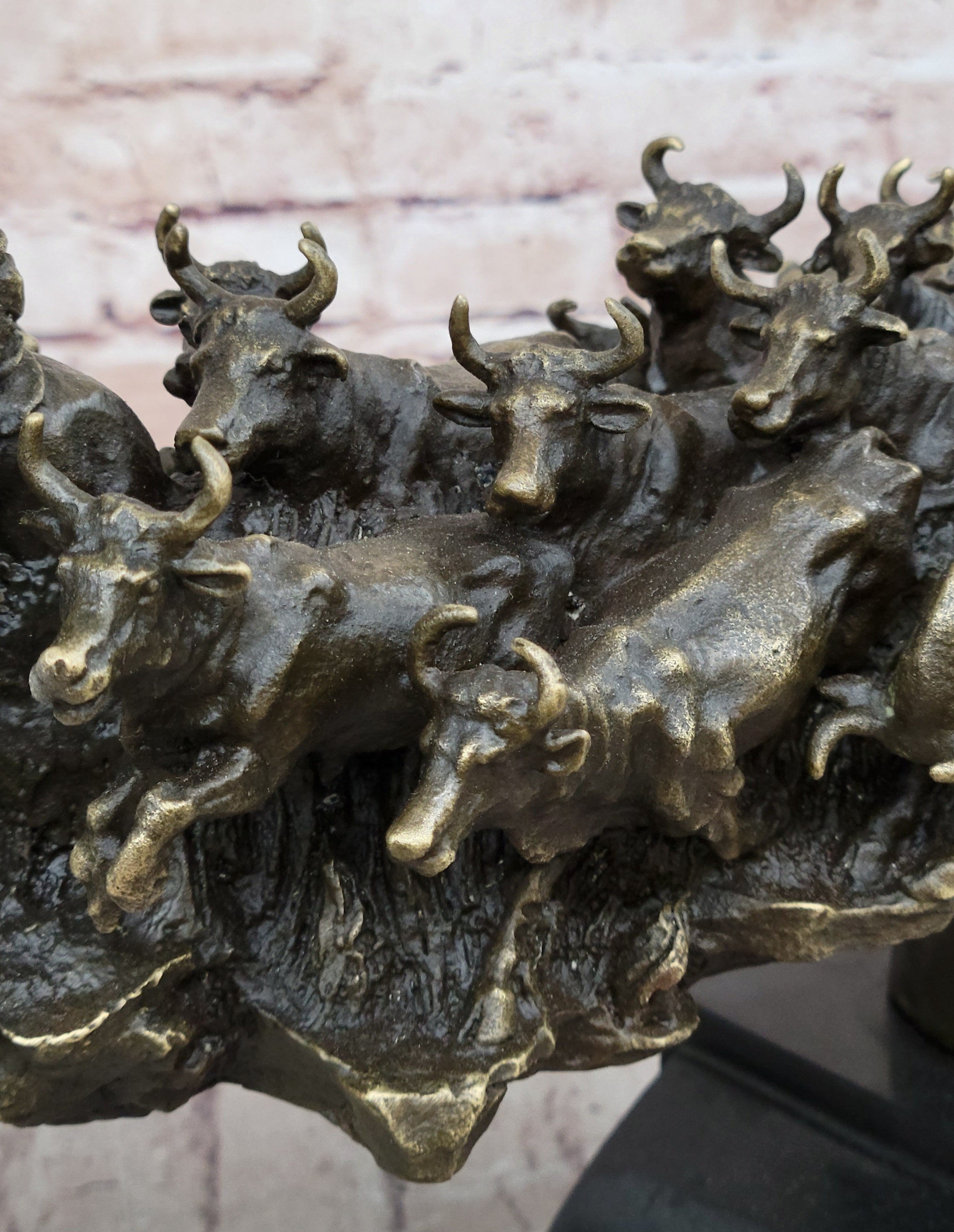 Cattle Drive Western Americana Bronze Cowboy Rancher Sculpture C.M. Russell Art