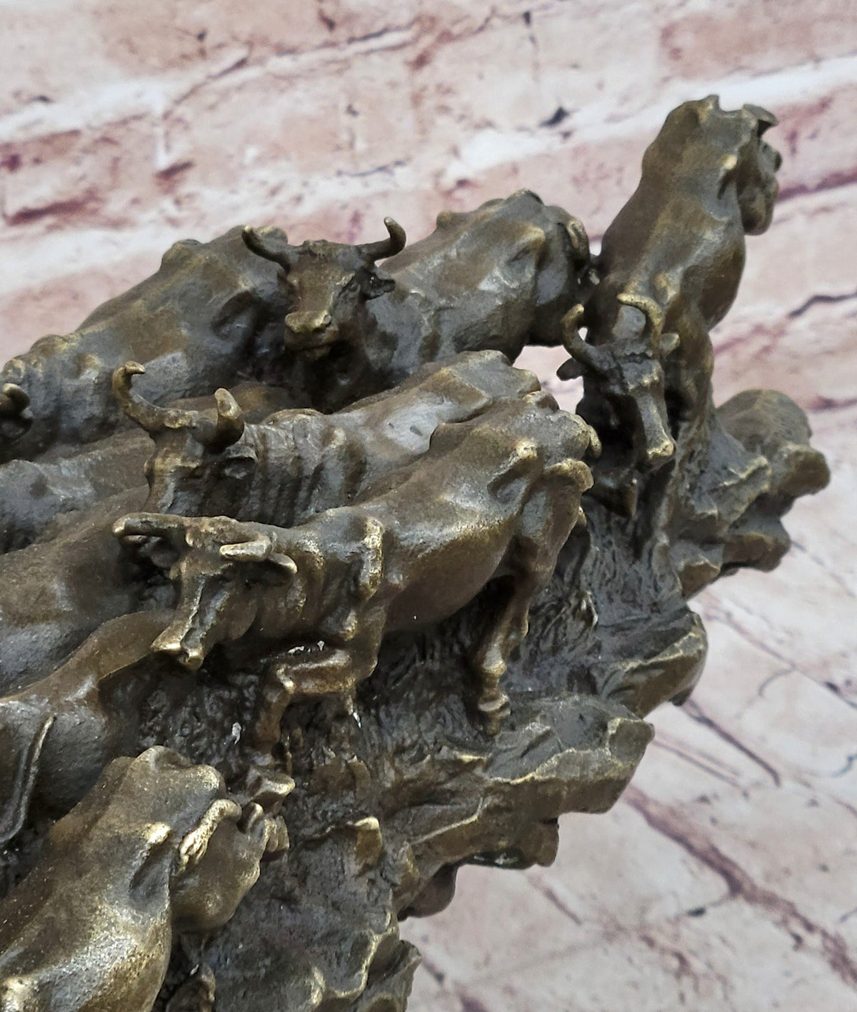 Cattle Drive Western Americana Bronze Cowboy Rancher Sculpture C.M. Russell Art