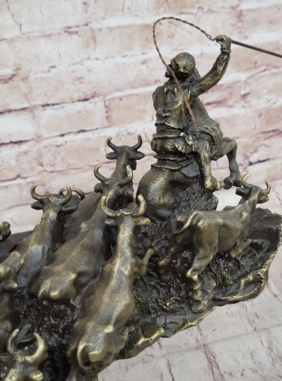 Cattle Drive Western Americana Bronze Cowboy Rancher Sculpture C.M. Russell Art