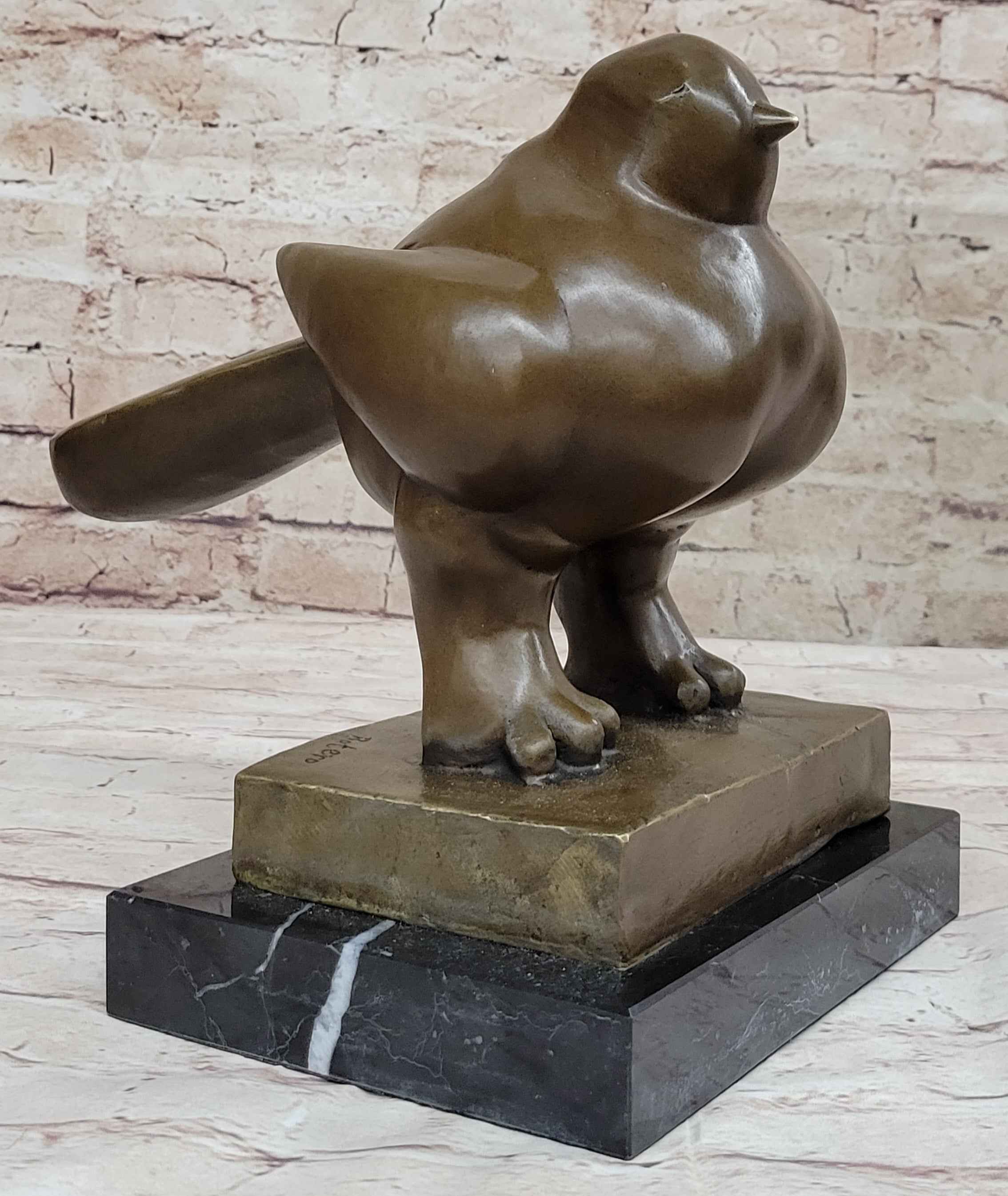 BIRD by Fernando Botero Bronze Pigeon Dove Statue Sculpture Marble Base 10" x 8"