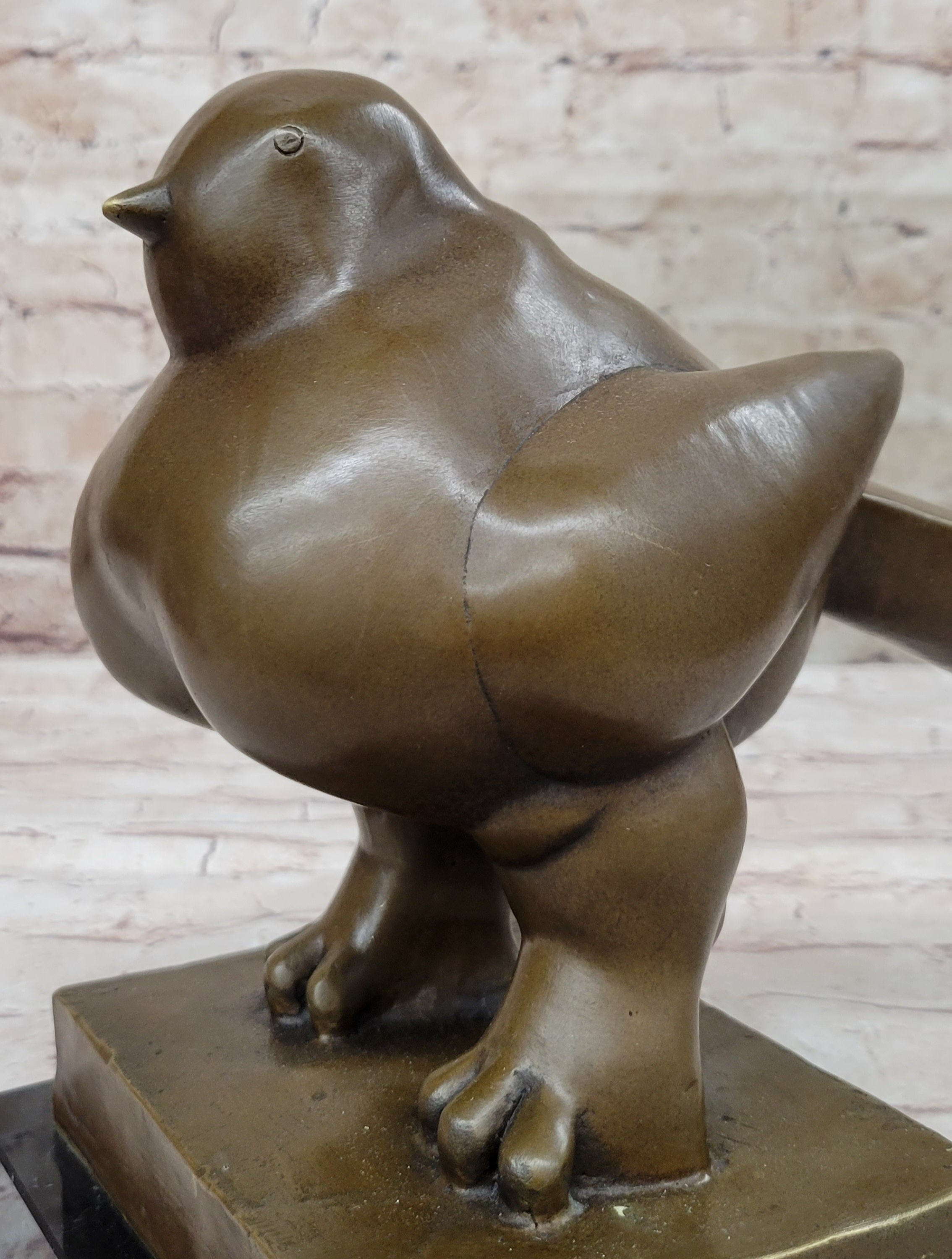 BIRD by Fernando Botero Bronze Pigeon Dove Statue Sculpture Marble Base 10" x 8"