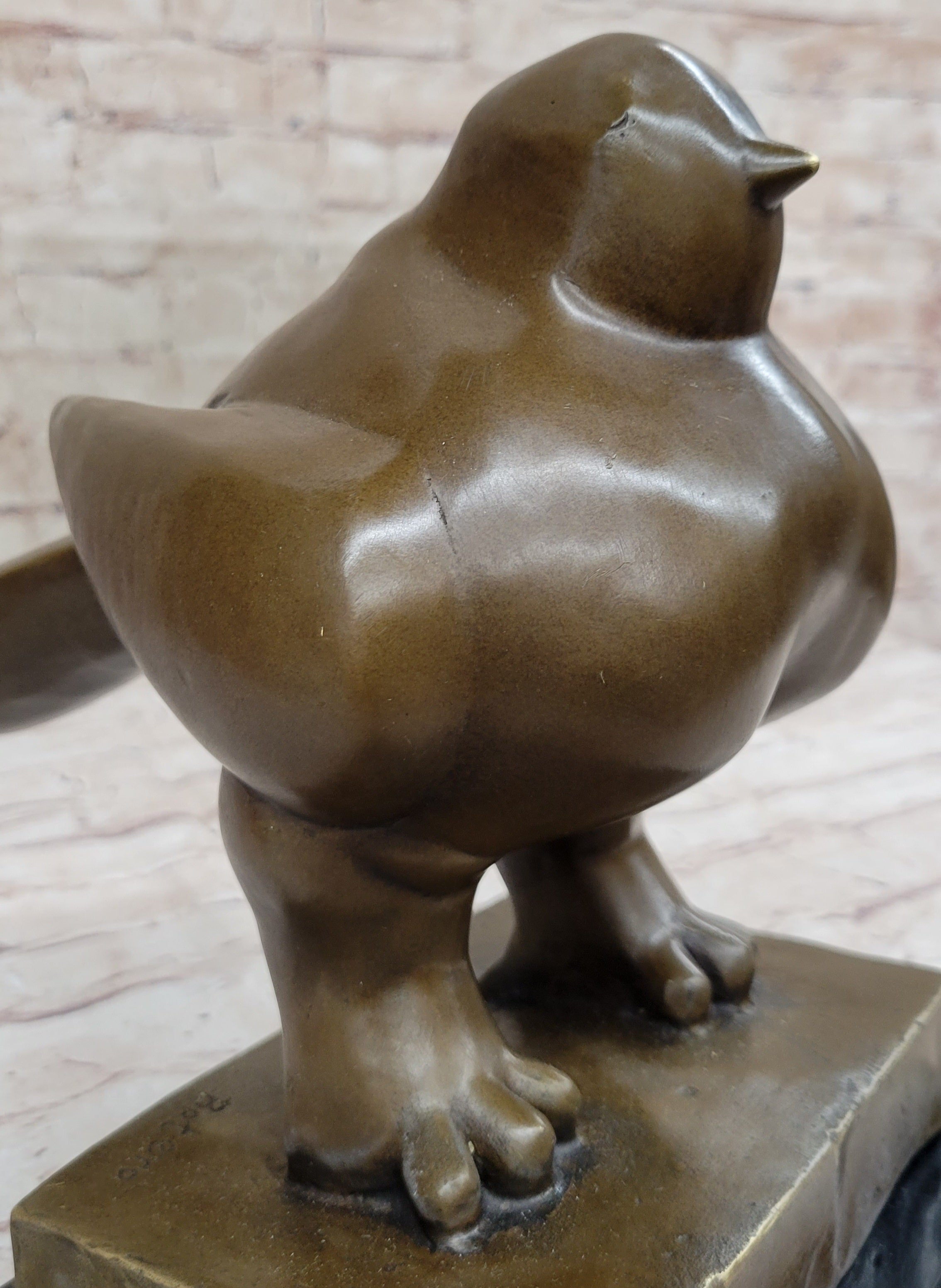 BIRD by Fernando Botero Bronze Pigeon Dove Statue Sculpture Marble Base 10" x 8"