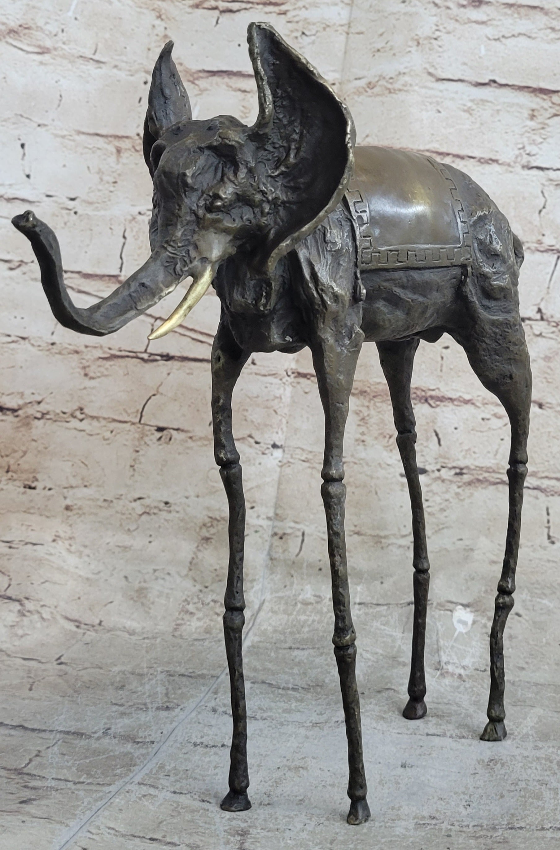 Salvador Dali Surrealist Elephant with Long Legs Bronze Metal Sculpture Statue Figurine