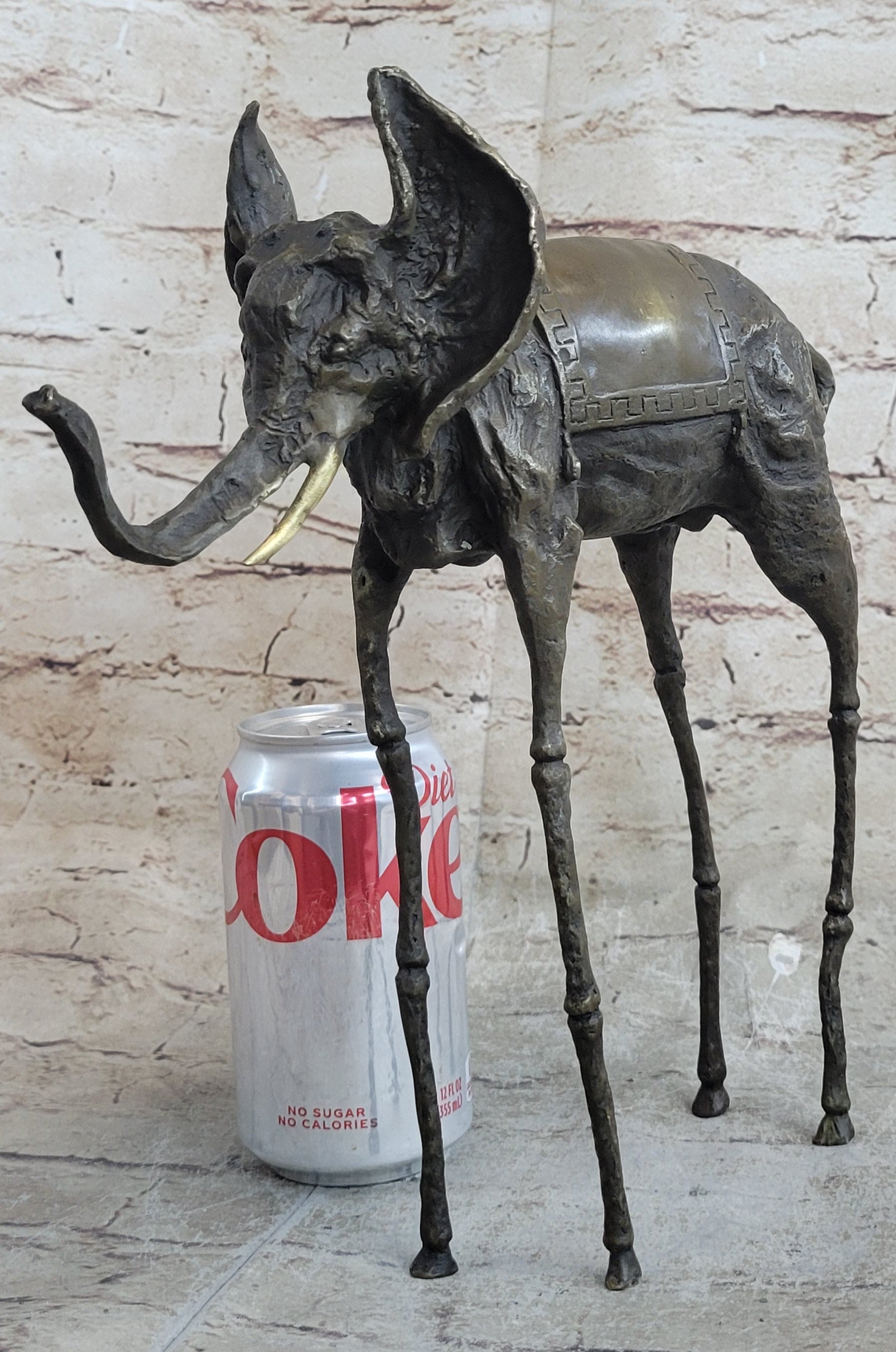 Salvador Dali Surrealist Elephant with Long Legs Bronze Metal Sculpture Statue Figurine
