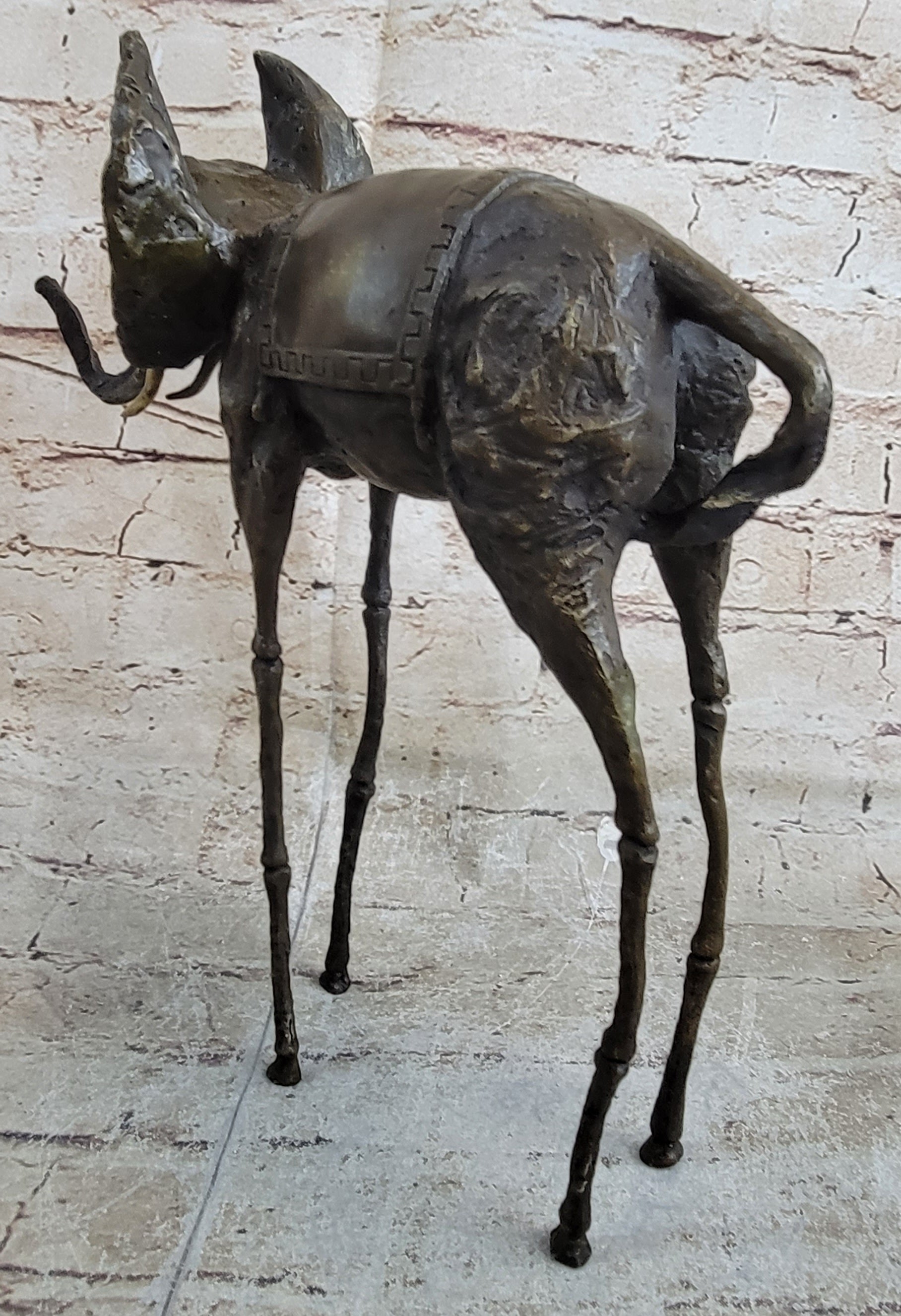 Salvador Dali Surrealist Elephant with Long Legs Bronze Metal Sculpture Statue Figurine