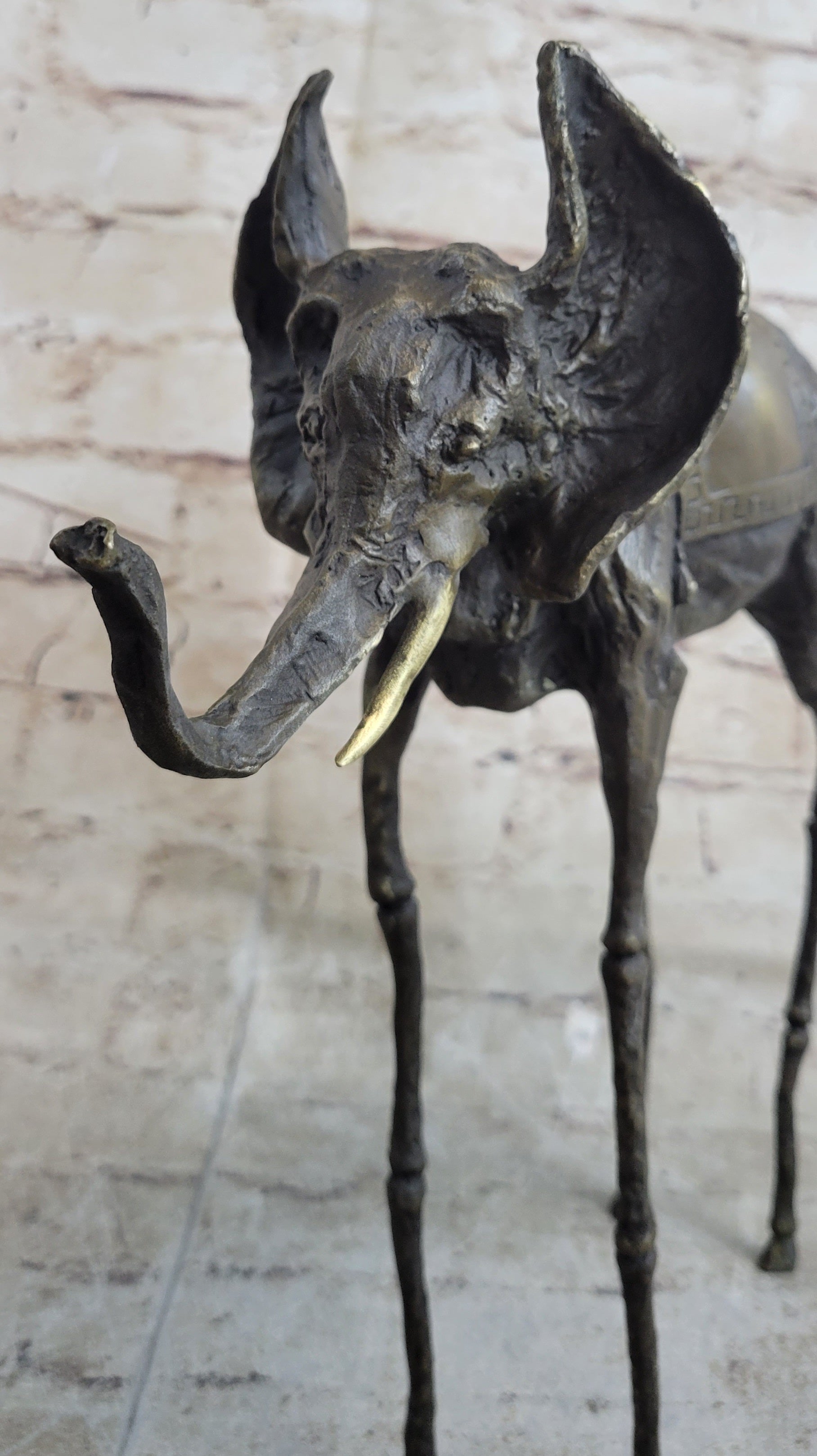 Salvador Dali Surrealist Elephant with Long Legs Bronze Metal Sculpture Statue Figurine