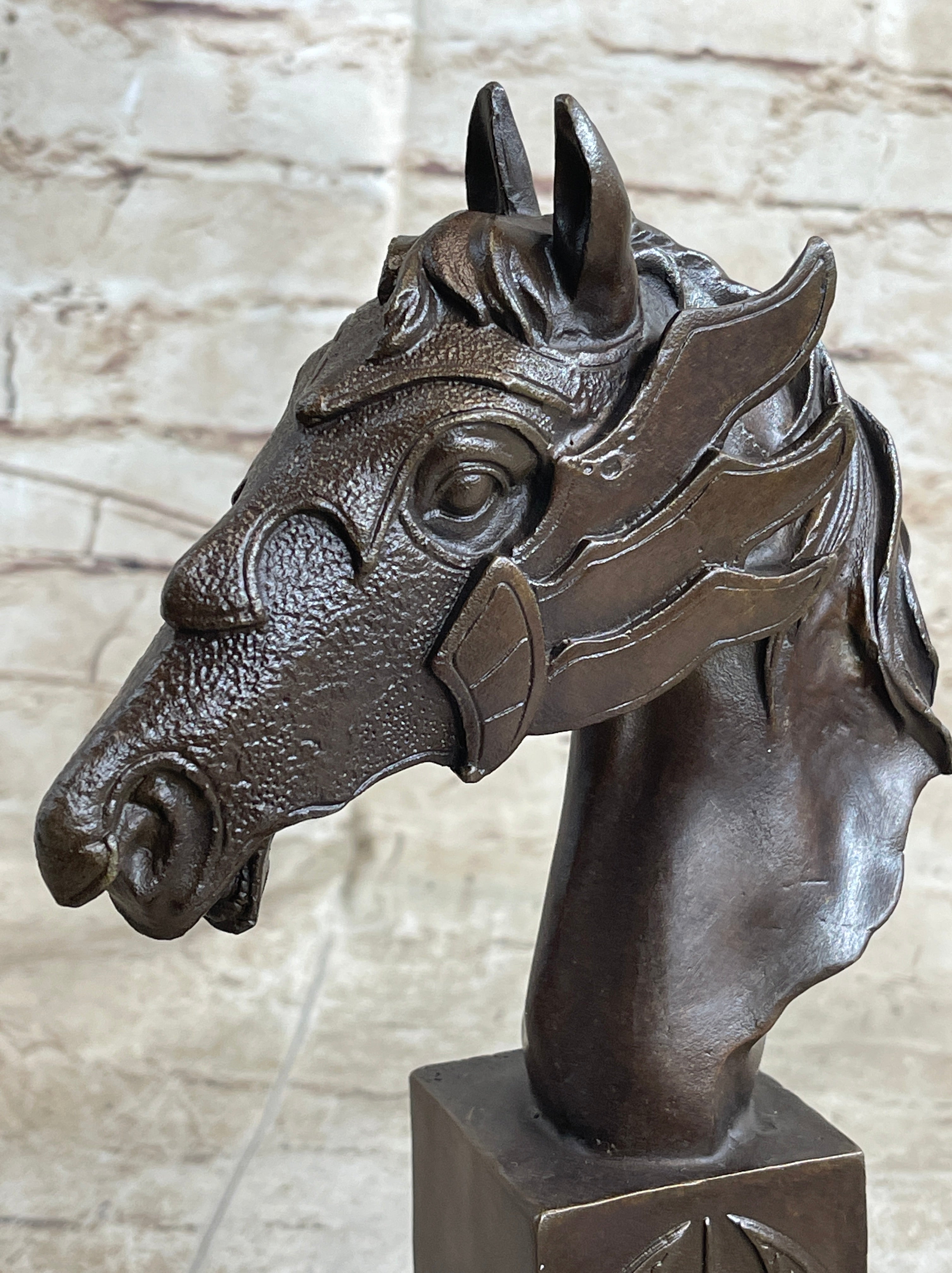 Horse Head Bronze Bust Statue Sculpture Figure Original Art Decor Equestrian 10.5" x 6"