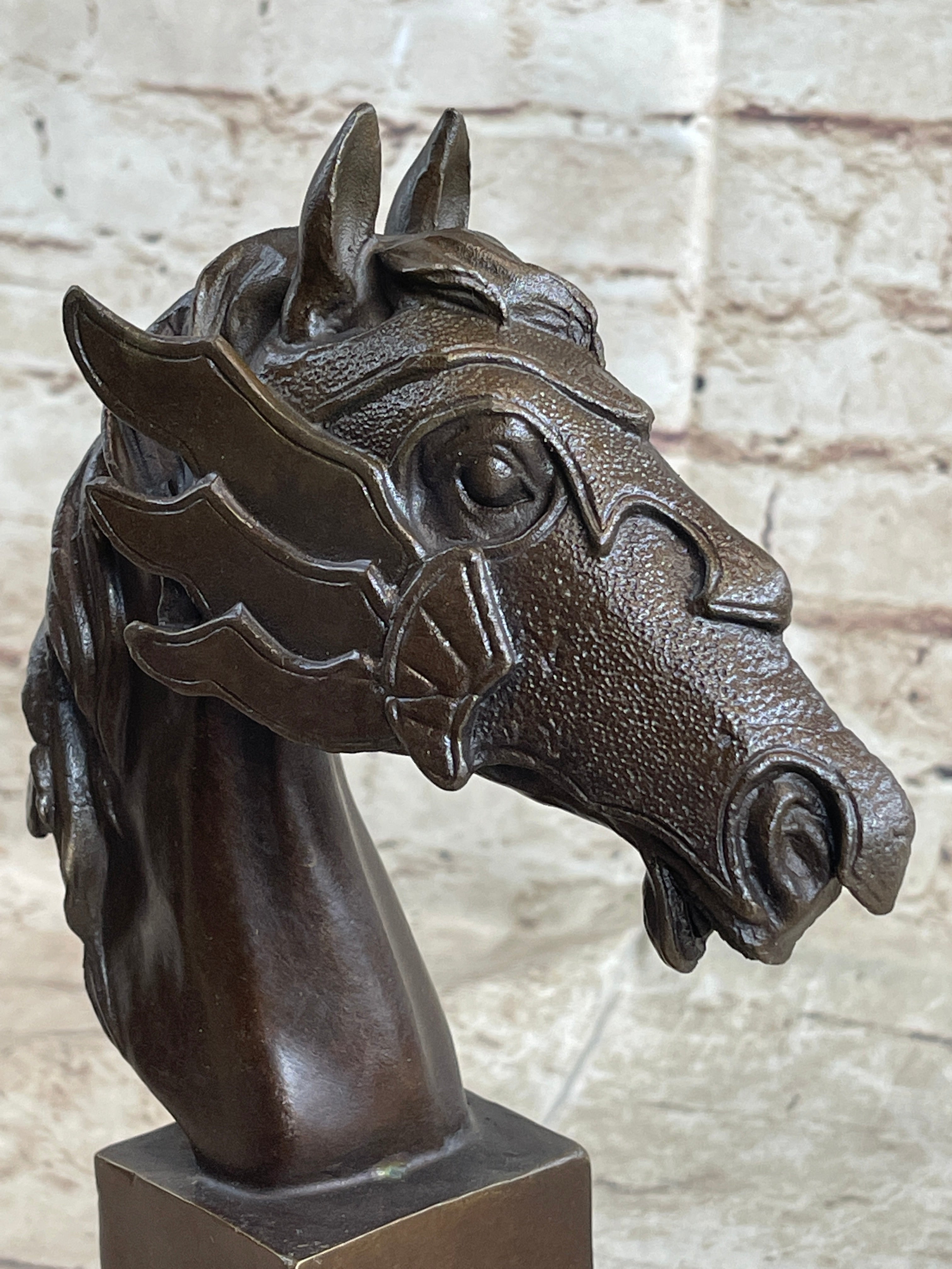 Horse Head Bronze Bust Statue Sculpture Figure Original Art Decor Equestrian 10.5" x 6"