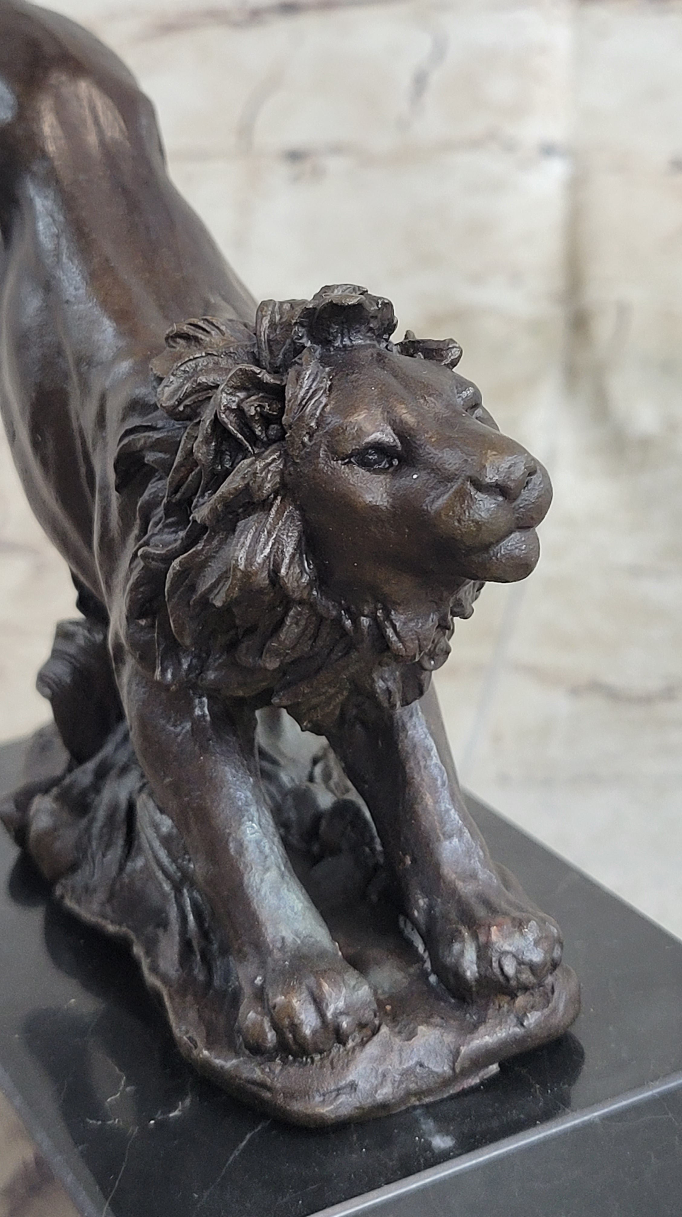 Hot Cast Jumping Lion by Barye French Animal Artist Bronze Sculpture Figurine NR