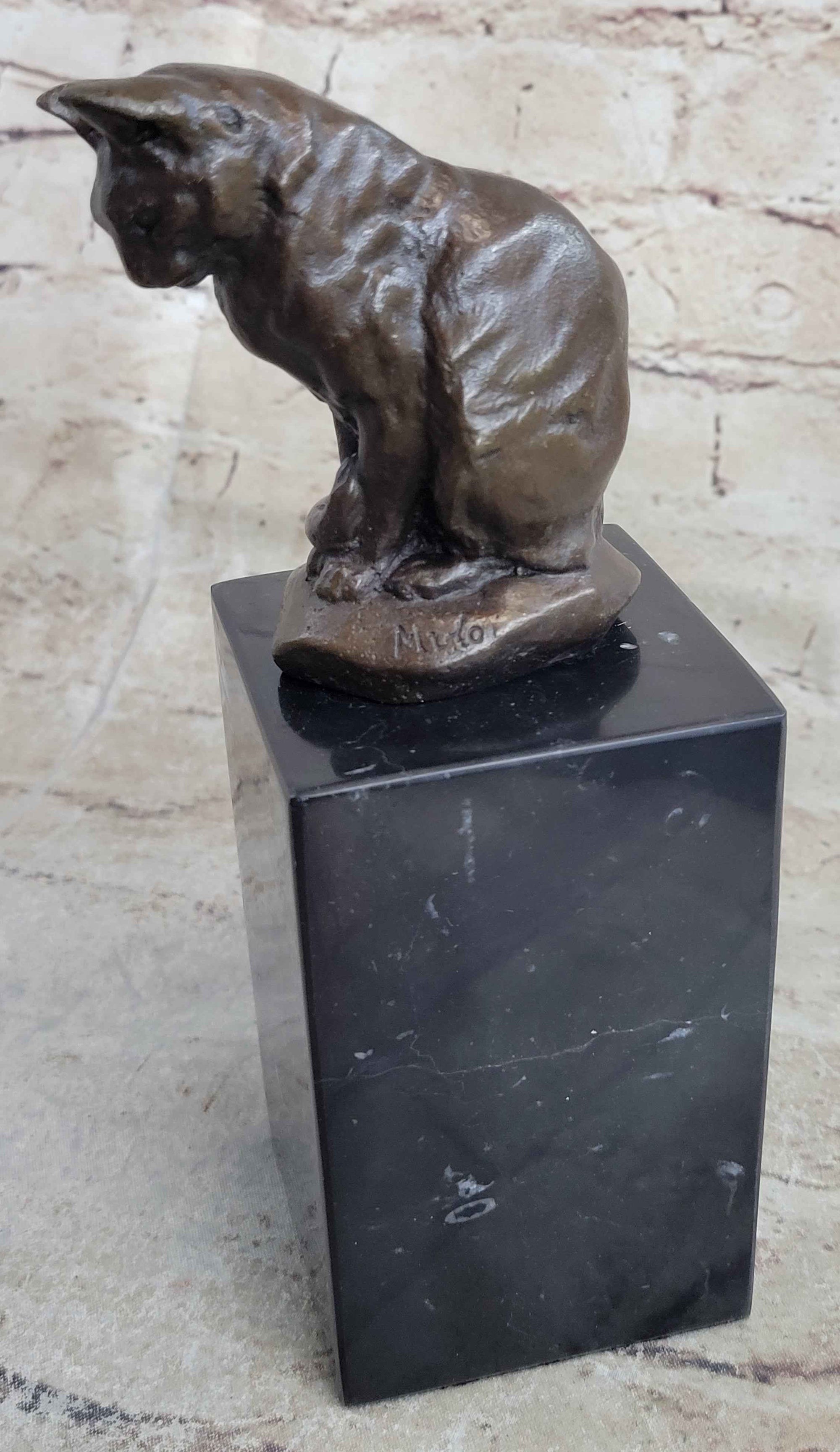 Signed Original House Cat Hot Cast Bronze Statue Sculpture Figurine Home Decor