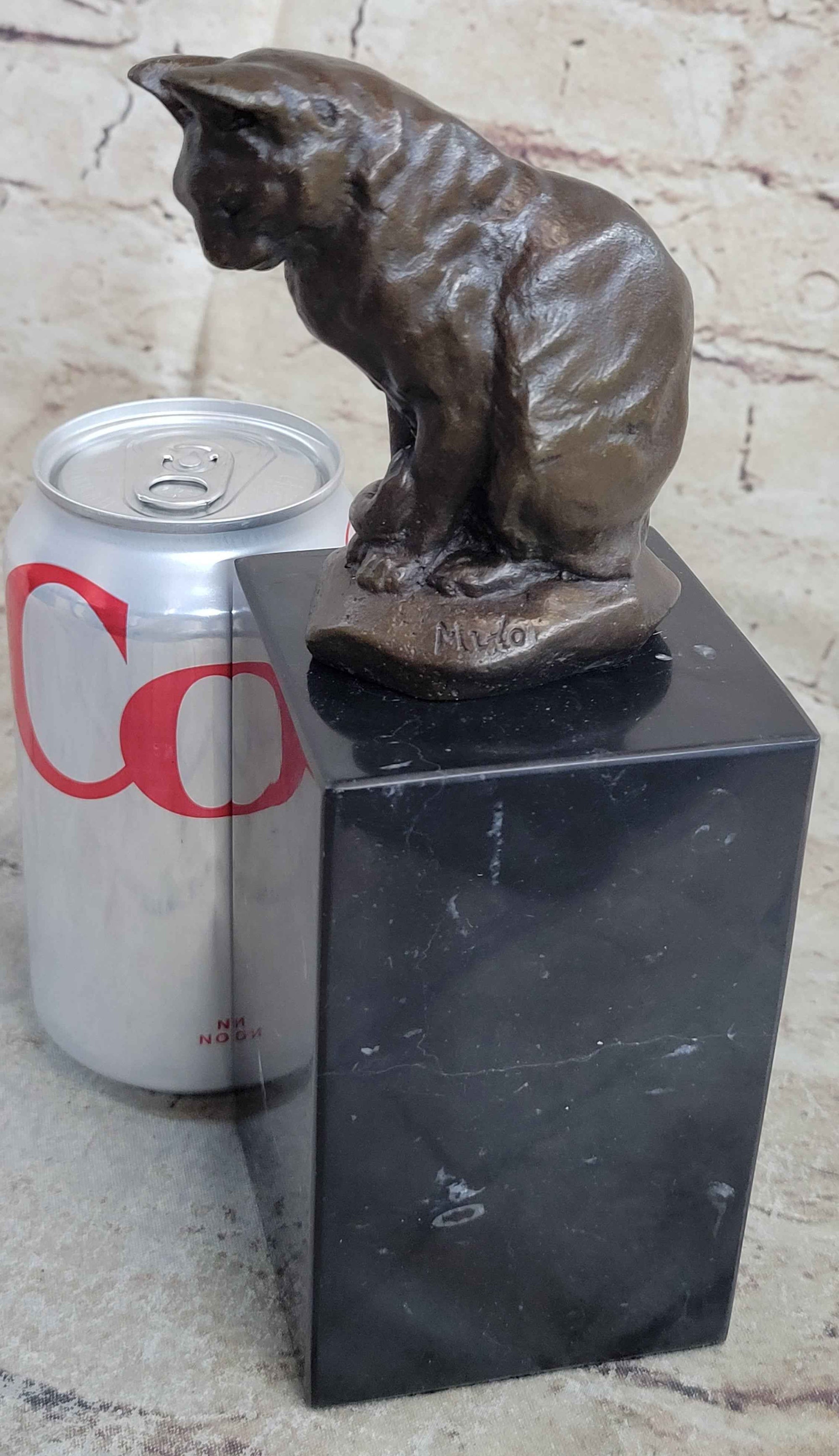 Signed Original House Cat Hot Cast Bronze Statue Sculpture Figurine Home Decor