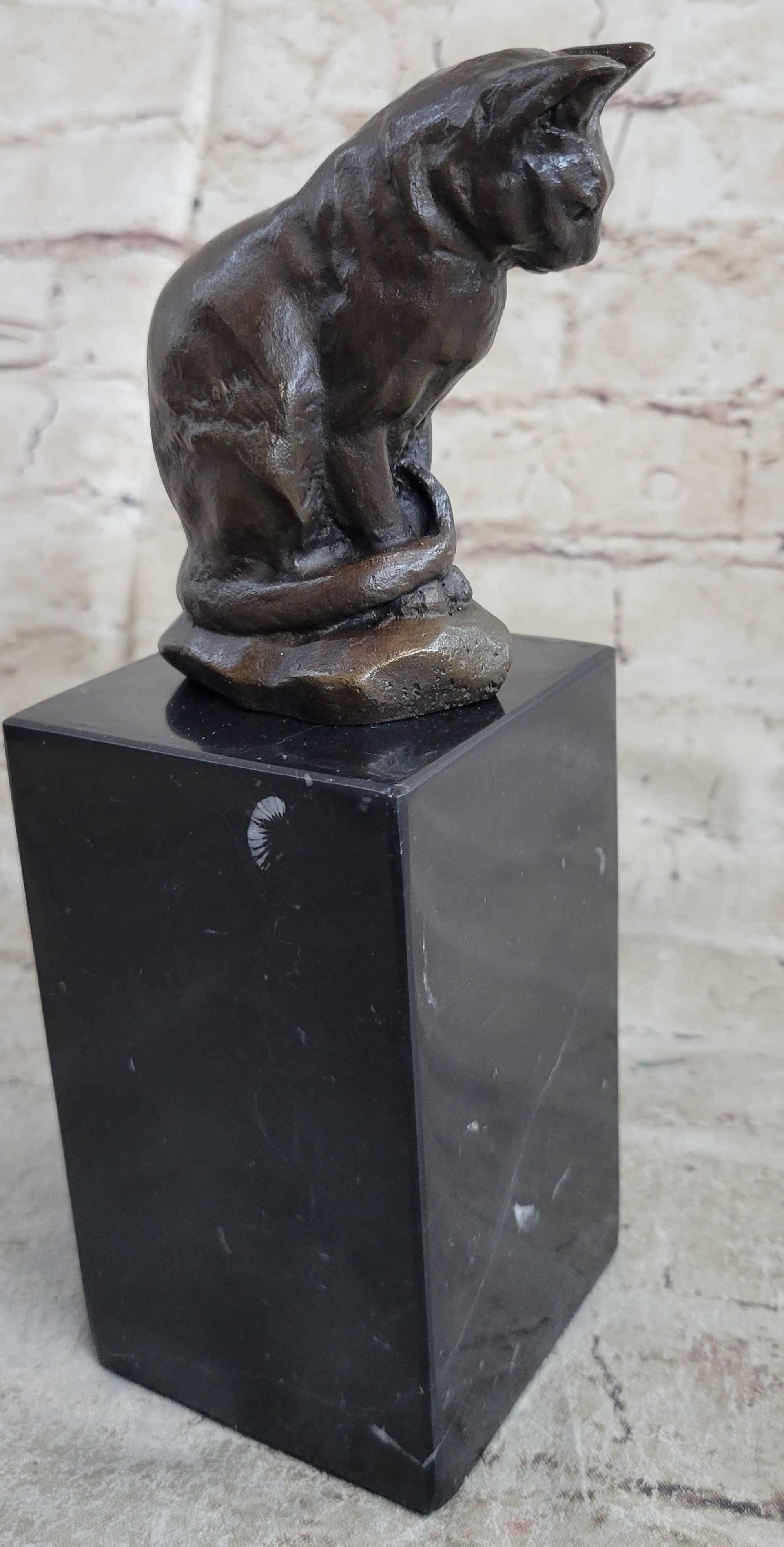 Signed Original House Cat Hot Cast Bronze Statue Sculpture Figurine Home Decor